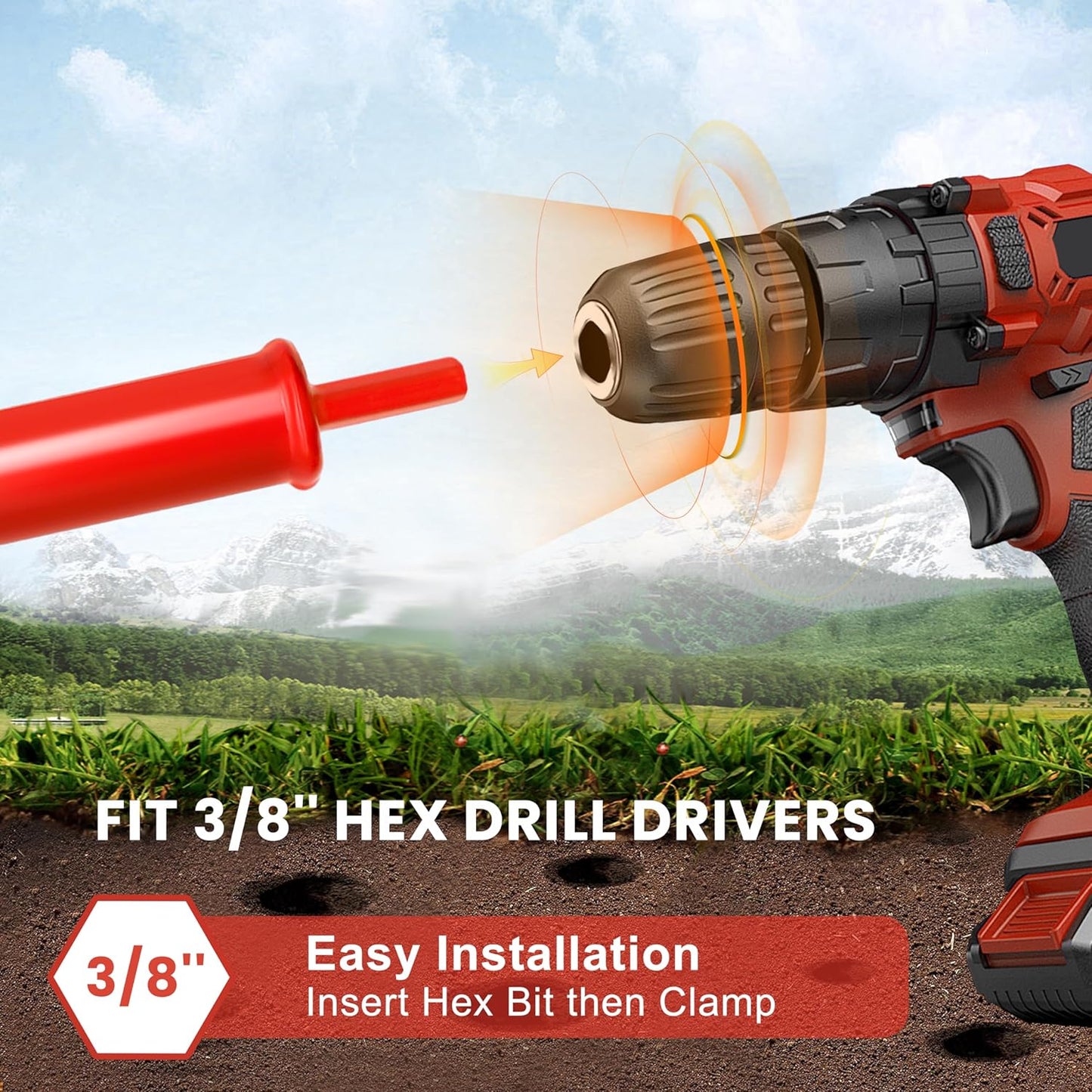 TCBWFY 4"x12" Auger Drill Bit for Planting Digging Holes,Garden Plant Flower Bulb Auger Spiral Drill Rapid Bulb Planter Earth Auger Bit Post or Umbrella Hole Digger for 3/8" Hex Drive