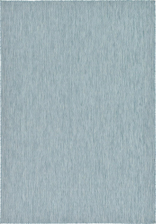 Unique Loom Collection Casual Transitional Solid Heathered Indoor/Outdoor Flatweave Area Rug (7' 1" x 10' Rectangle, Aquamarine/Ivory)