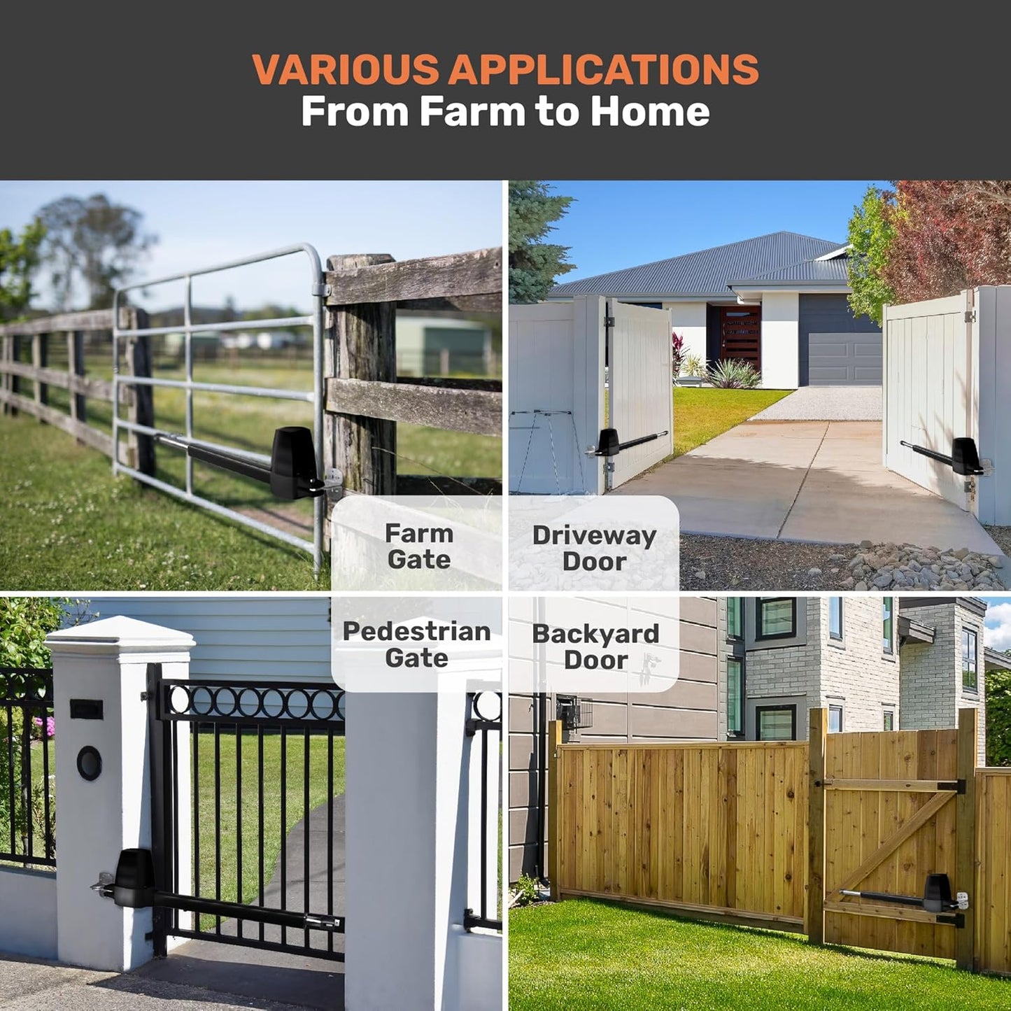 TMT Beagle Dual Automatic Gate Openers Up to 16ft and 800lb Heavy Duty Swing Gate, Gate Opener with Remote Control Kit, Electric Gate Opener for Driveway with Powerful Motor (APP Compatible)