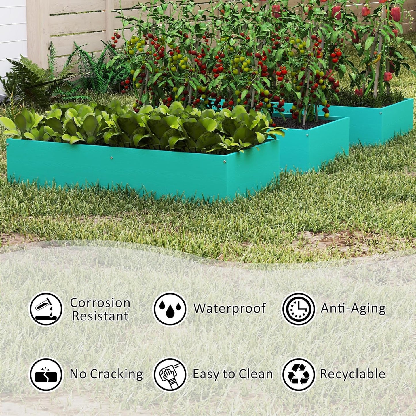 HDPE Raised Garden Bed 47.24 * 24.4 * 9.65 in,Vegetable Planter Bed Outdoor,Elevated Horticulture Planter Bed,Waterproof,Rot-Resistant and Non-Cracking Above Ground Garden Bed(Aruba Blue)