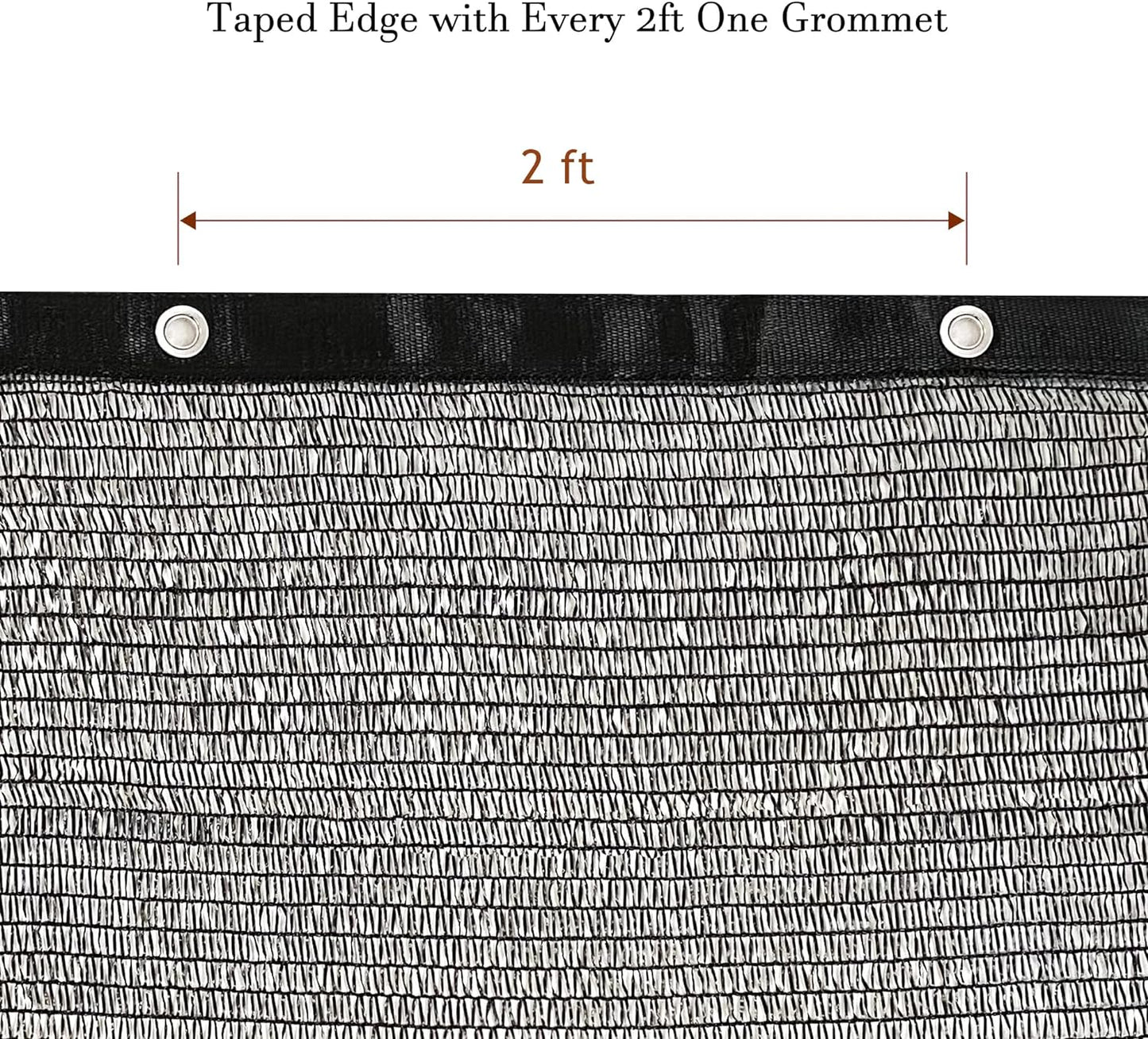 Garden expert 50% Black Shade Cloth 5x10FT Taped Edge with Grommets Sun Net Mesh for Garden Patio Backyard UV-Resistant