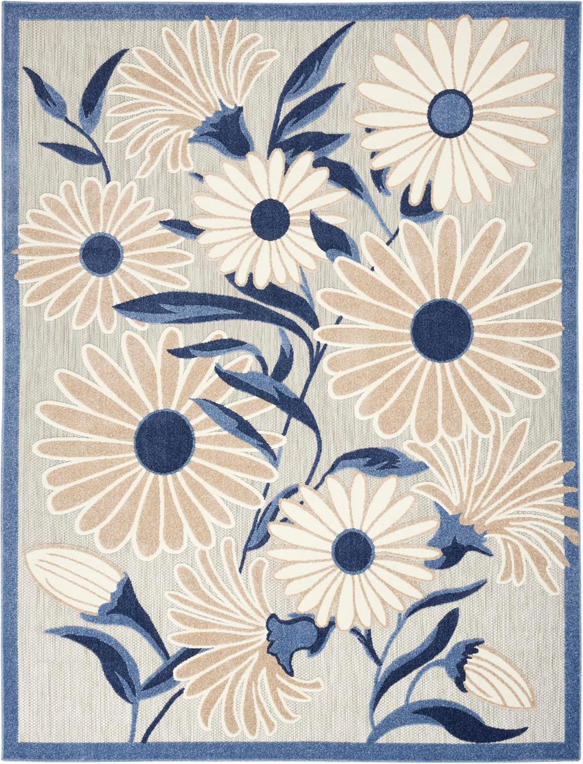 Nourison Home Aloha 7' x 10' Blue Gray Fabric Contemporary Area Rug (7' x 10')