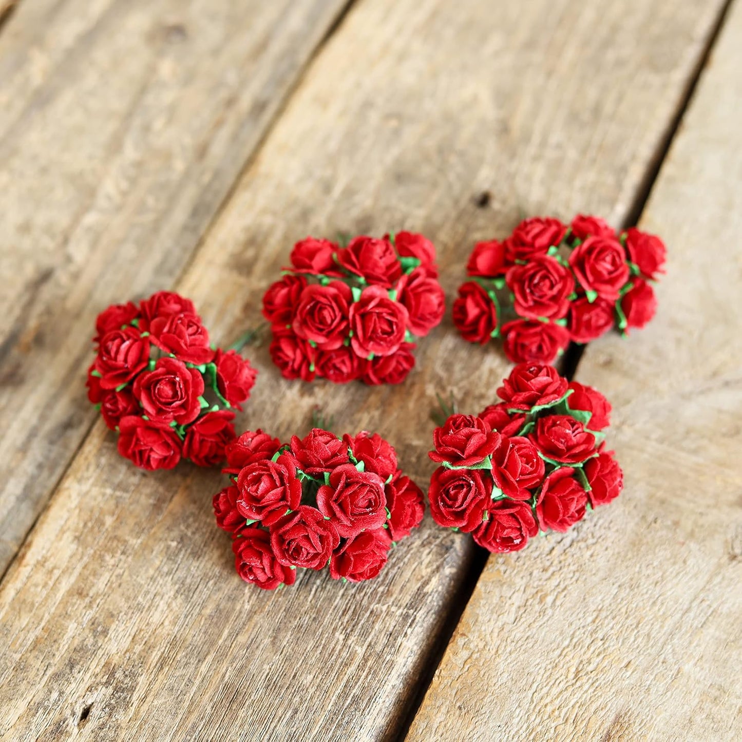 Handmade Mini Mulberry Paper Roses 18 mm Mulberry Paper Flowers Scrapbooking Wedding DIY Craft 50 pcs (Red Color)