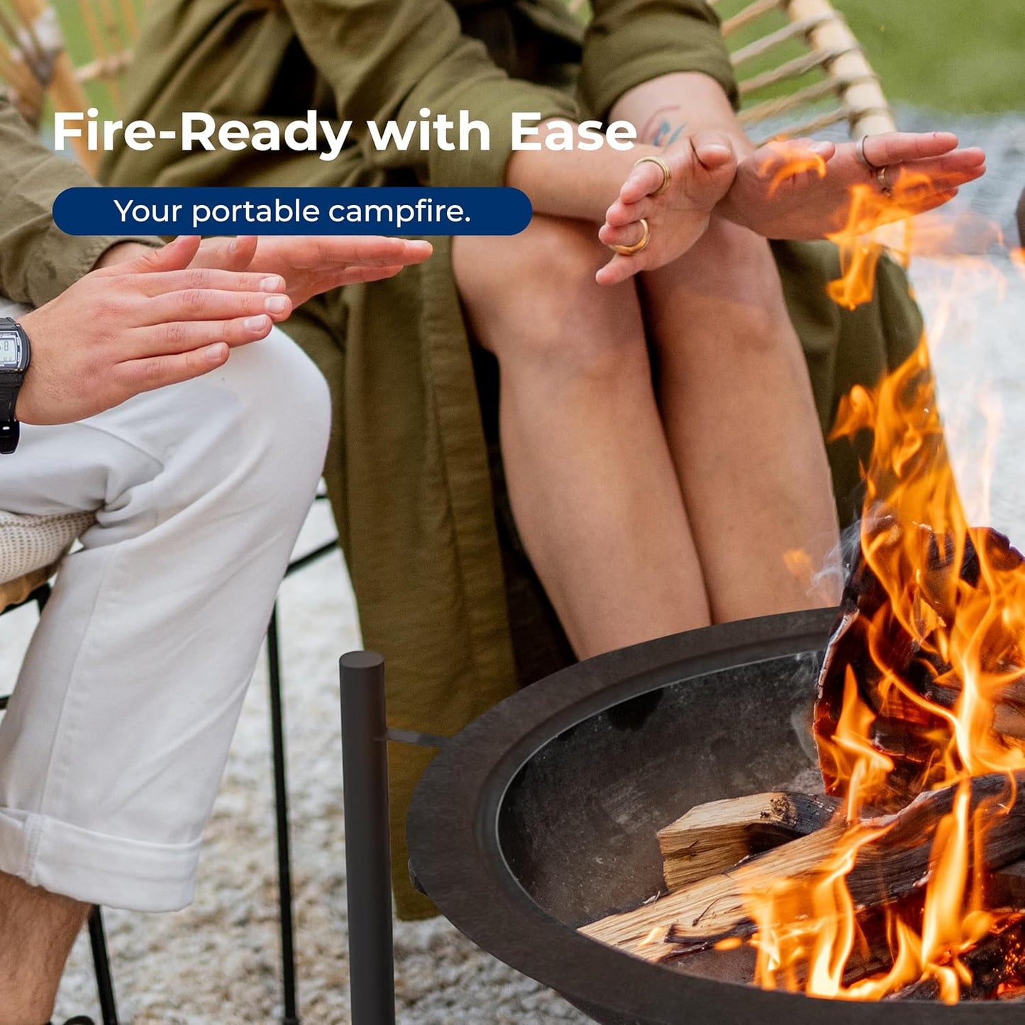 SereneLife Portable Outdoor Fire Pit - 2-in-1 Steel BBQ Grill and 26" Wood Burning Fire Pit Bowl with Mesh Spark Screen, Log Grate, Fire Poker, and Cover for Camping, Picnic, Bonfires