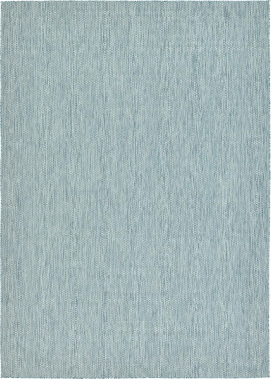 Unique Loom Collection Casual Transitional Solid Heathered Indoor/Outdoor Flatweave Area Rug (8' x 11' 4" Rectangle, Aquamarine/Ivory)