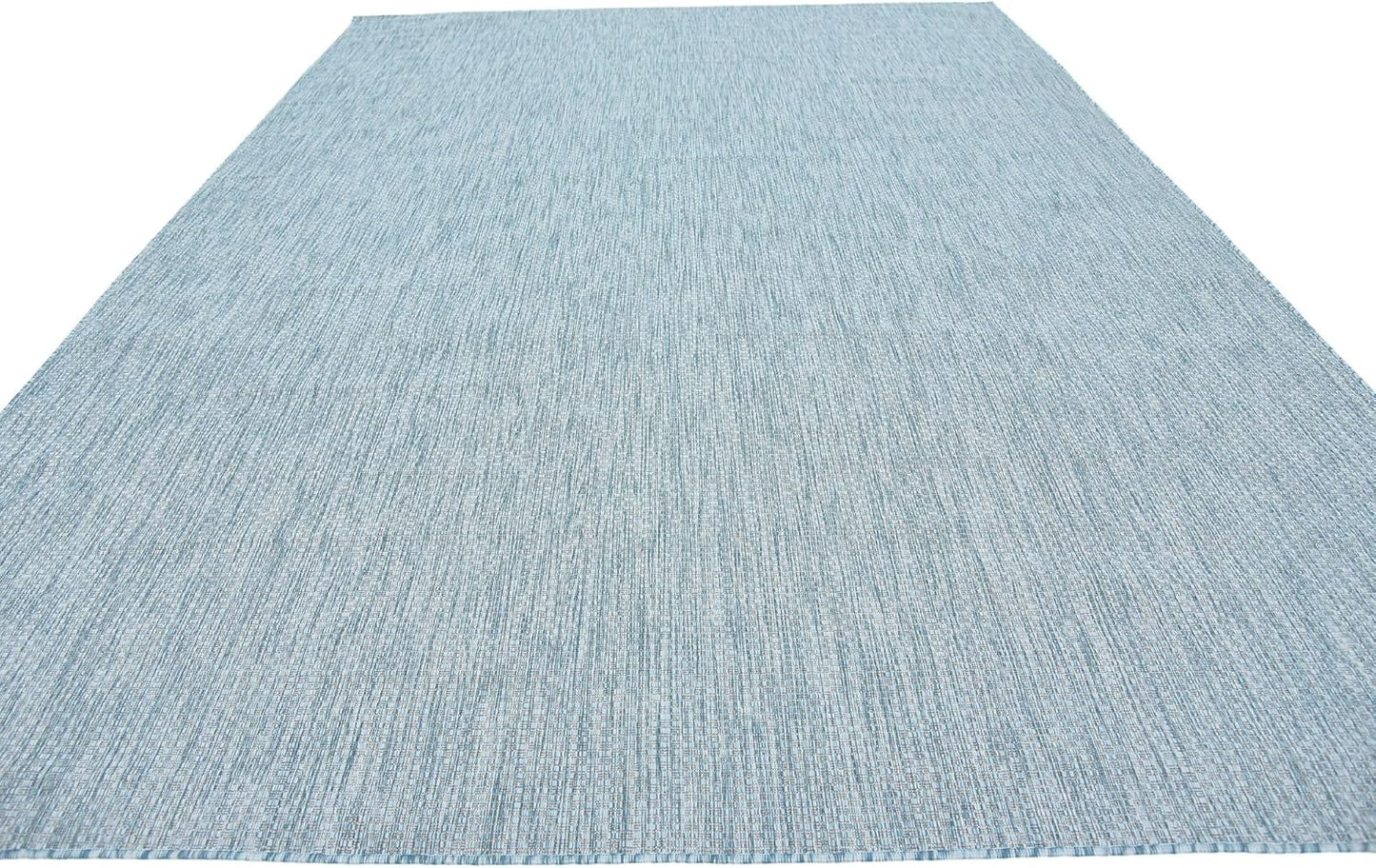 Unique Loom Collection Casual Transitional Solid Heathered Indoor/Outdoor Flatweave Area Rug (9' x 12' Rectangle, Aquamarine/Ivory)
