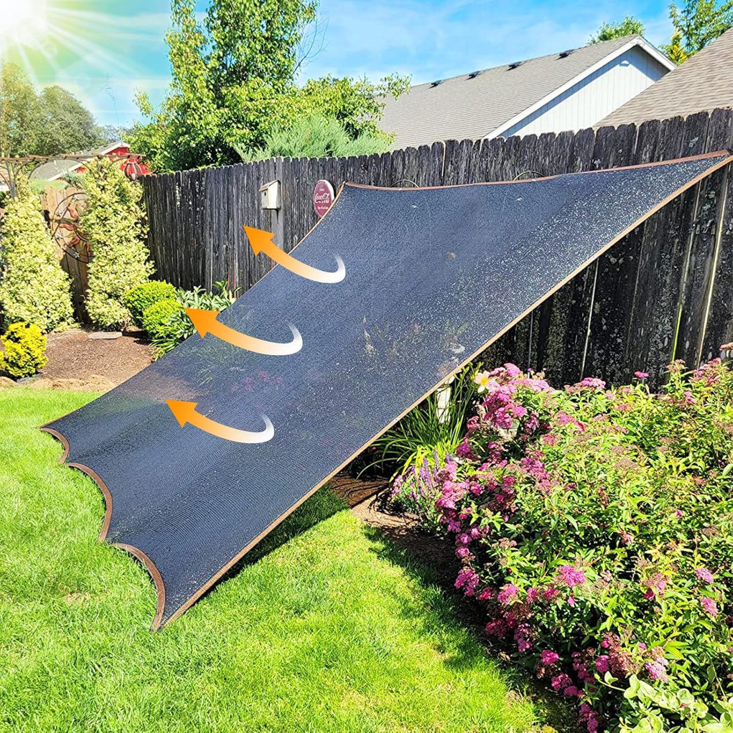 QLOFEI 60-70% Shade Cloth with Grommets, Sunblock Shade Sail Mesh Tarp for Plant Greenhouse, Easy to Hang Shade Cloth for Patio Kennel Chicken Coop Lawn Garden Shade Neting Cover, 10x18 FT