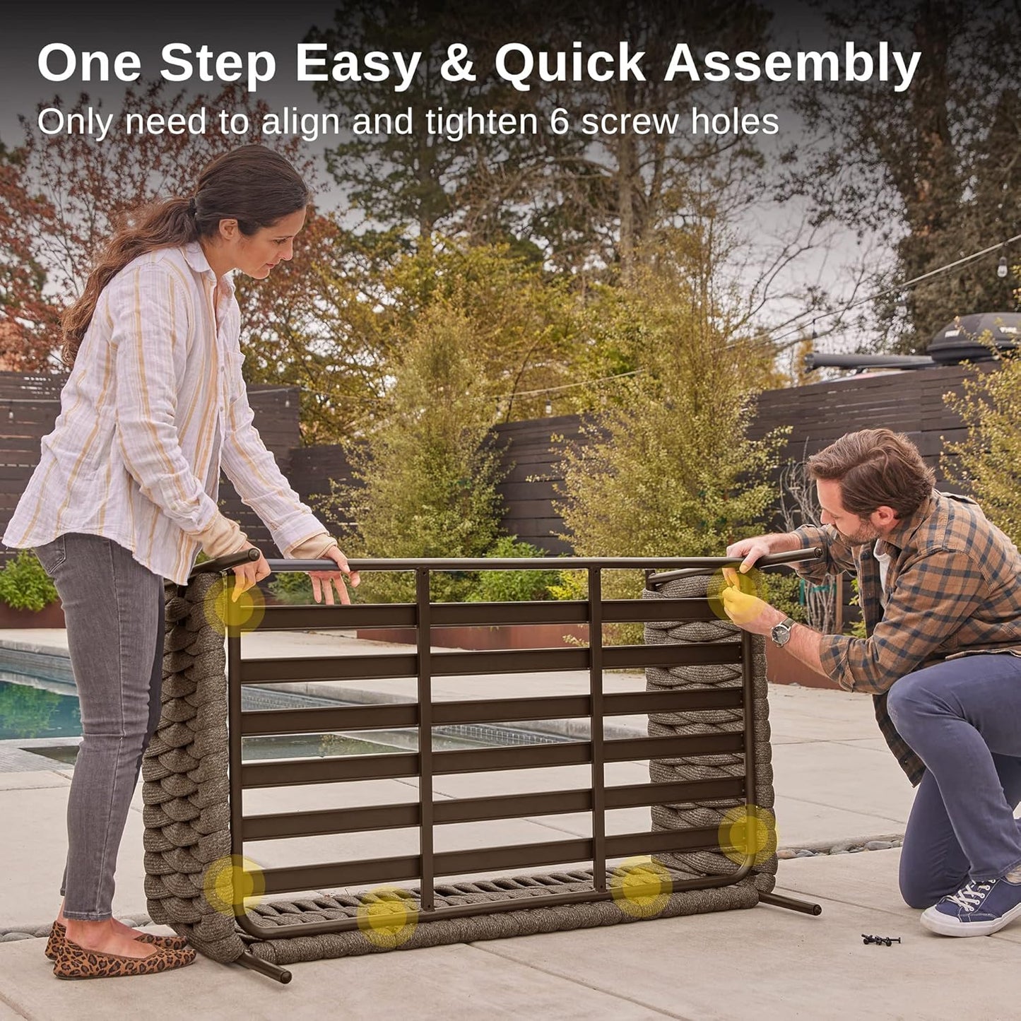 EAST OAK Life Chatter Loveseat, Outdoor Furniture, Deep Seating for Garden, Balcony, Backyard, Chestnut Brown & Creamy Apricot