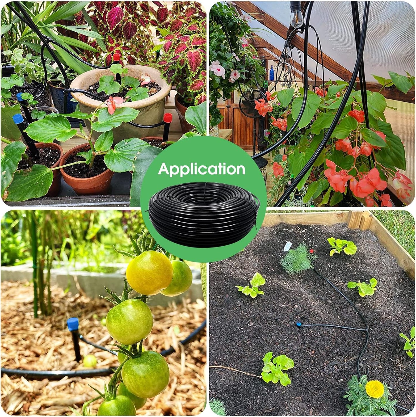 100FT 1/4 inch Drip Irrigation Tubing Distribution Hose Tube for Garden Irrigation System