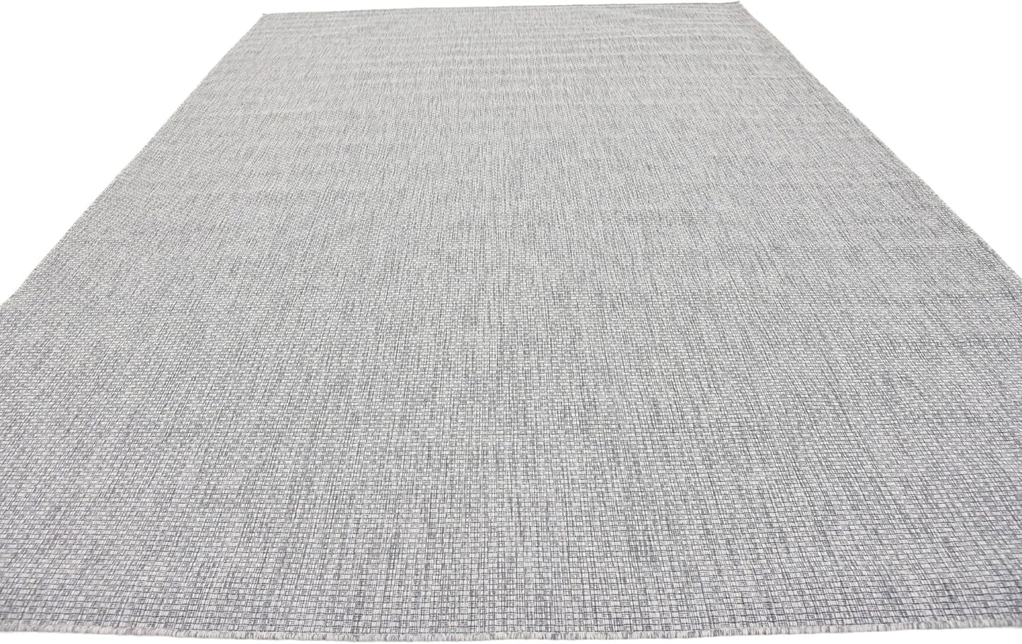Unique Loom Collection Casual Transitional Solid Heathered Indoor/Outdoor Flatweave Area Rug (9' x 12' Rectangle, Light Gray/Ivory)