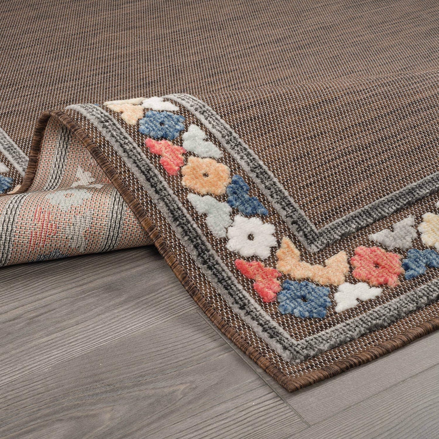 Beverly Rug Outdoor Rug 10x14 Modern Bordered Large Area Rugs for Indoor and Outdoor Patio Easy to Clean Non Shedding Living Room Porch Garden Washable Outside Carpet (10 x 14 Brown)