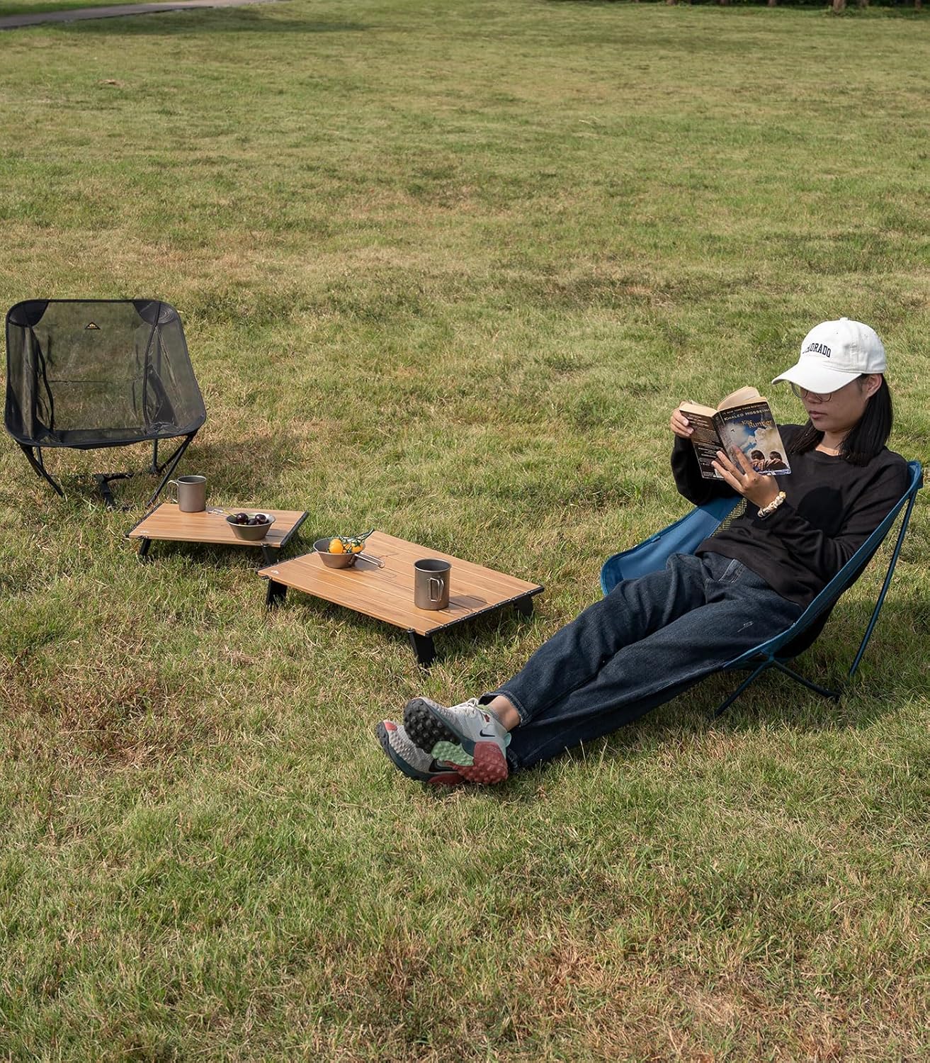 iClimb Ultralight Compact Mini Beach Picnic Folding Alu. Table with Carry Bag, Two Size (Nature - L)