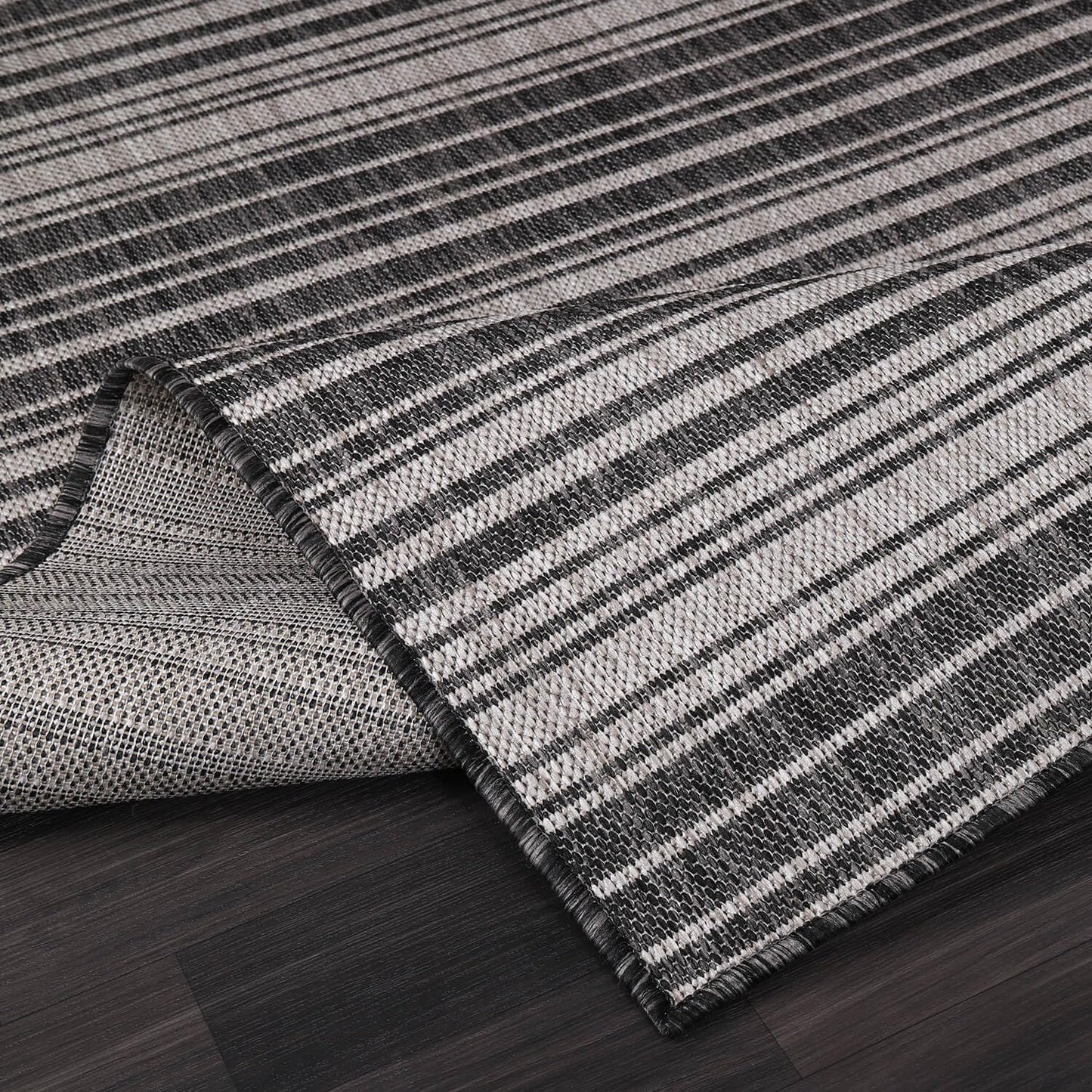 Stripe Outdoor Rug 5x7 Washable Outside Carpet for Indoor Patio Porch Waterproof Easy Cleaning Non Shedding Area Rugs Dark Gray 5 x 7