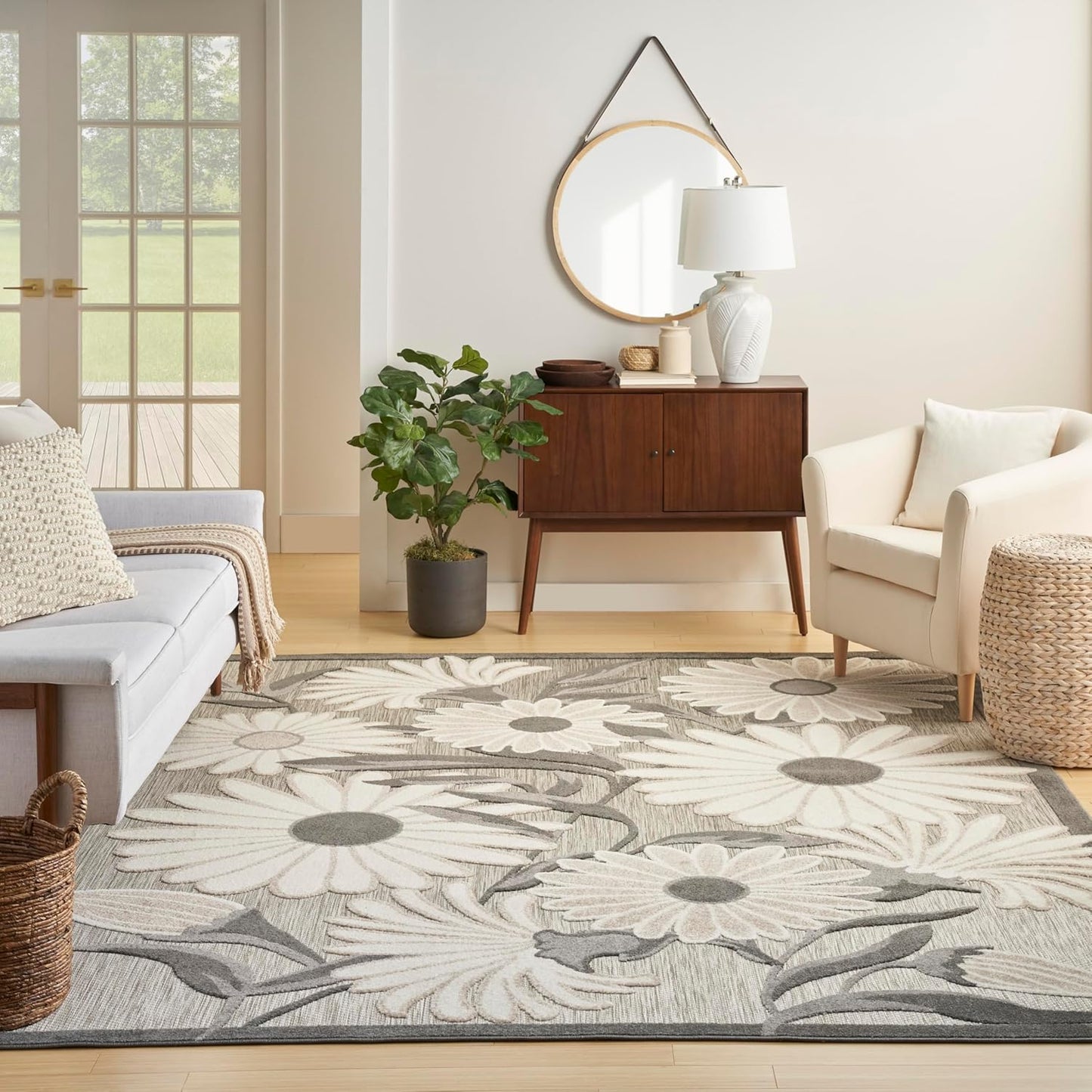 Nourison Home Aloha 8' x 11' Beige Fabric Contemporary Area Rug (8' x 11')
