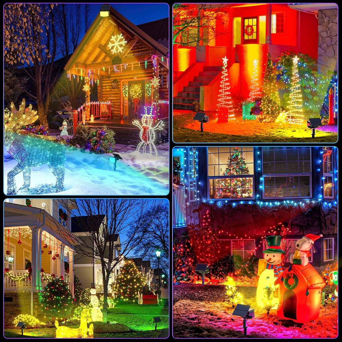 WELALO Solar Color Changing Spot Lights Outdoor, Waterproof Solar Christmas Lights with 9 Modes, Multicolor RGB Landscape Spotlights for Yard Driveway Patio Halloween Christmas Decorations, 2 Pack