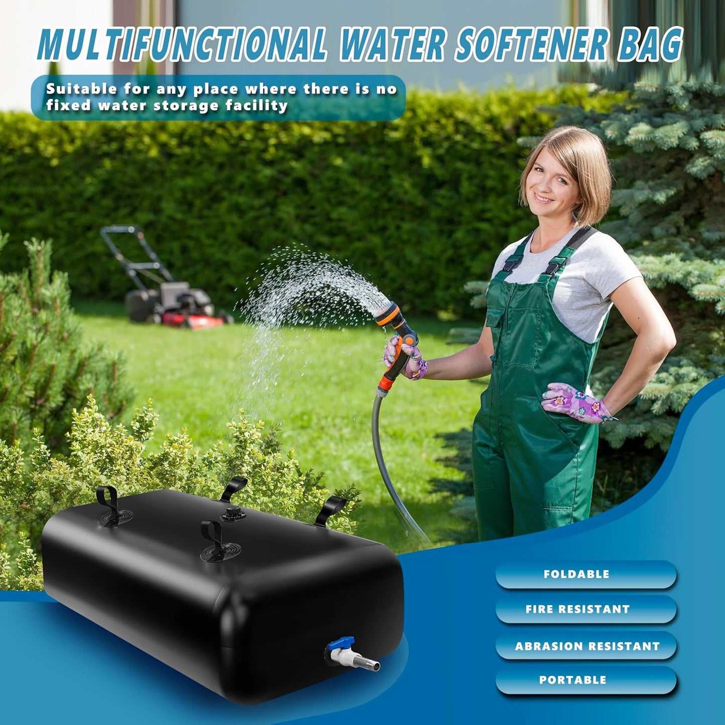 540 L/142 Gal Water Bladder Tank, Foldable Portable Water Storage Container, Emergency Water Bag for RV, Truck Bed, Fire Prevention, Drought Resistance, Black