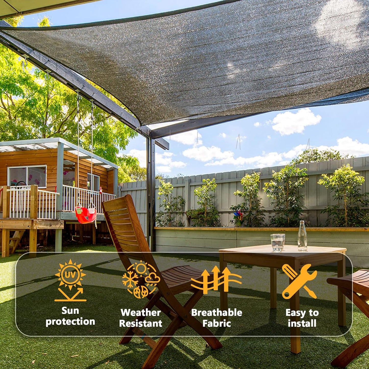 VICLLAX 30% Shade Cloth, 4x10FT Durable Black Mesh Trap with Every 3 FT Grommet, Sun Shade Fabric Netting for for Plants Cover, Greenhouse, Chicken Coop, Barn Kennel, Garden Patio