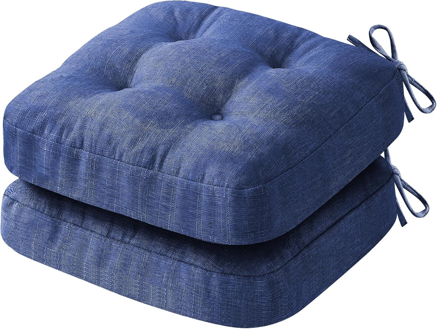 Chair Cushions, Dining Chair Cushions, Tufted Indoor Chair Pads, Set of 2, Navy Blue, 16.5'' x 16.5'' x 3.5''