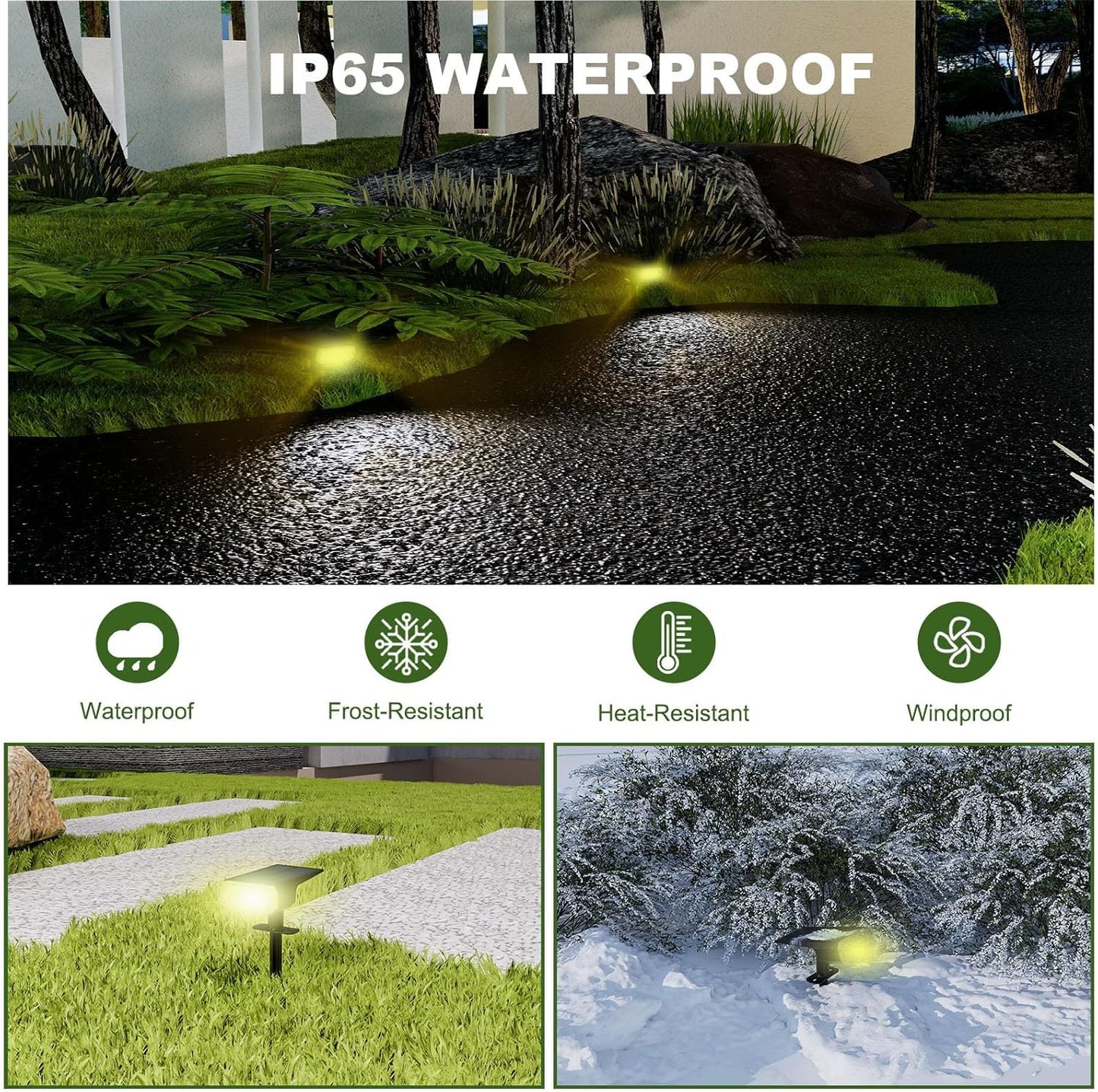 Solar Spot Lights Outdoor Waterproof IP65, 3 Lighting Modes Solar Outdoor Lights for Garden Yard Outside Landscape, 6 Pack Warm