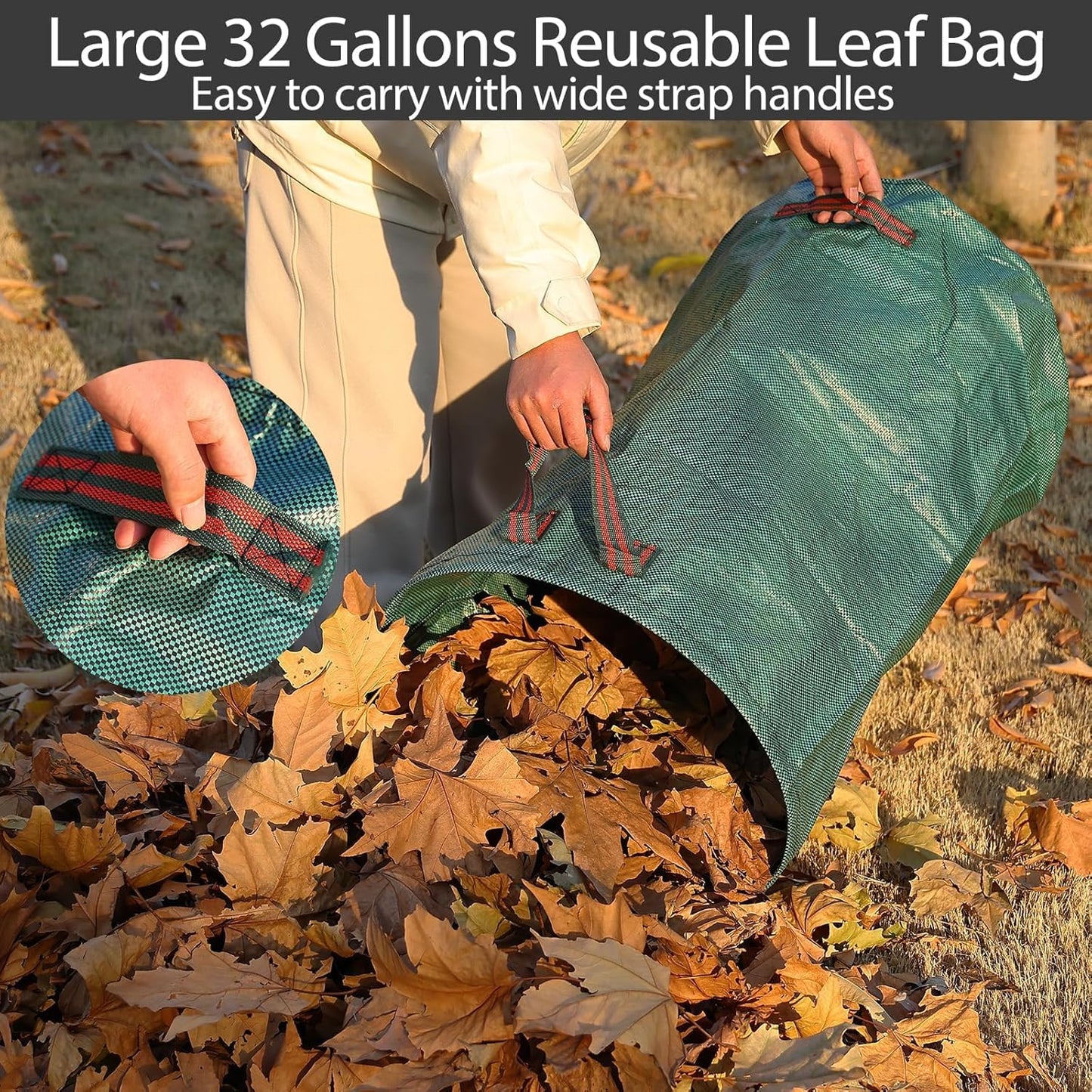 Leaf Rake, 11 Tines 9" Wide Metal Garden Rake for Leaves with 32 Gallon Leaf Bags and Scoops, Small Lawn Collapsible Yard Rakes for Camping Mulch Shrub Long Handle 30-70