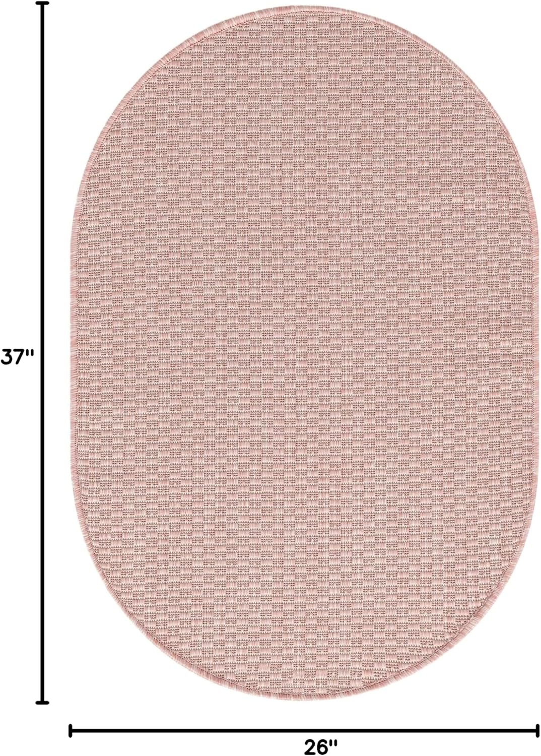 Unique Loom Collection Casual Transitional Solid Heathered Indoor/Outdoor Flatweave Area Rug (2' 2" x 3' 1" Oval, Whisper Pink/Ivory)