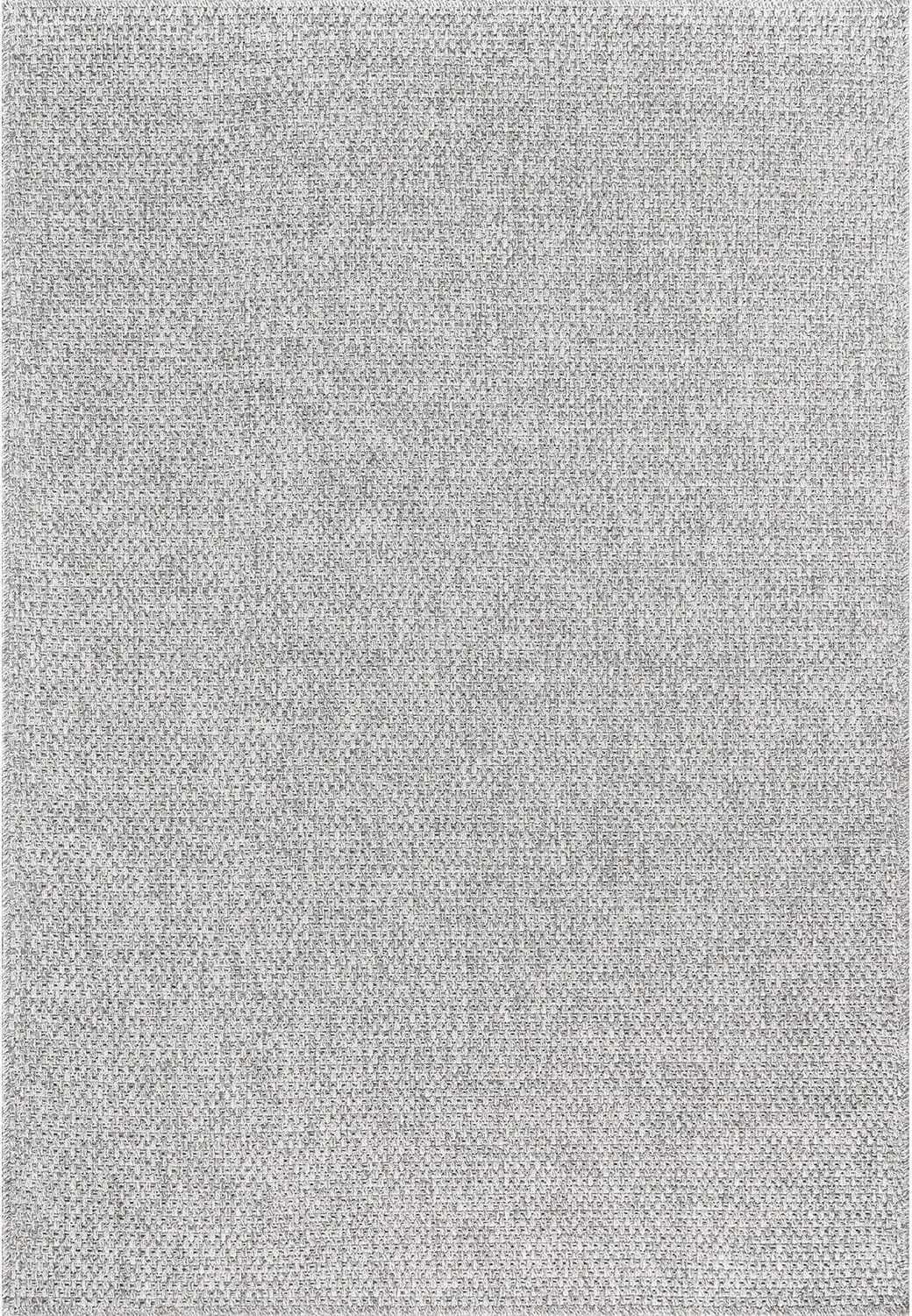 CAMILSON Easy Jute Rug 4x6, Indoor Outdoor Gray Color Farmhouse Area Rugs for Living Room Patio and Kitchen Rug, Solid Boho Woven Design, Easy-Cleaning, Washable Outside Carpet Alfombras (4 x 6)