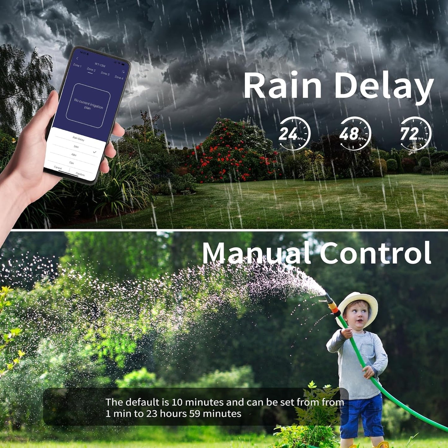 Diivoo Smart Garden Watering System, WiFi Timer with 4 Outlets Compatible with Alexa, 24 Custom Irrigation Plans, Rain Delay Function, and Dual Watering Modes for Lawns & Yards