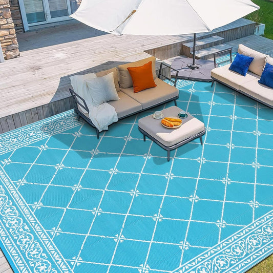 HiiARug Outdoor Rug for Patios Clearance 8'x10' Plastic Straw Rug Waterproof Reversible RV Mat Outdoor Area Rugs for RV, Backyard, Deck, Camping