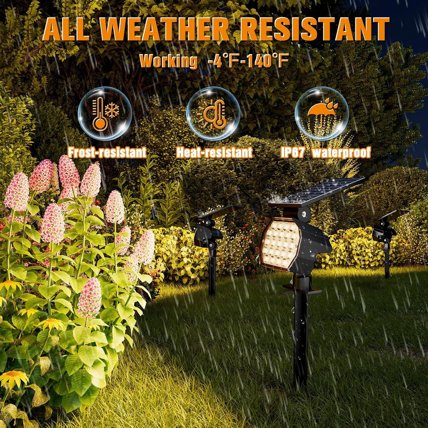 APONUO Solar Spot Lights Outdoor Waterproof 8 Pack IP67,23 LED 3 Lighting Modes Solar Landscape Lights Outdoor for Yard Garden Pathway(Warm White)