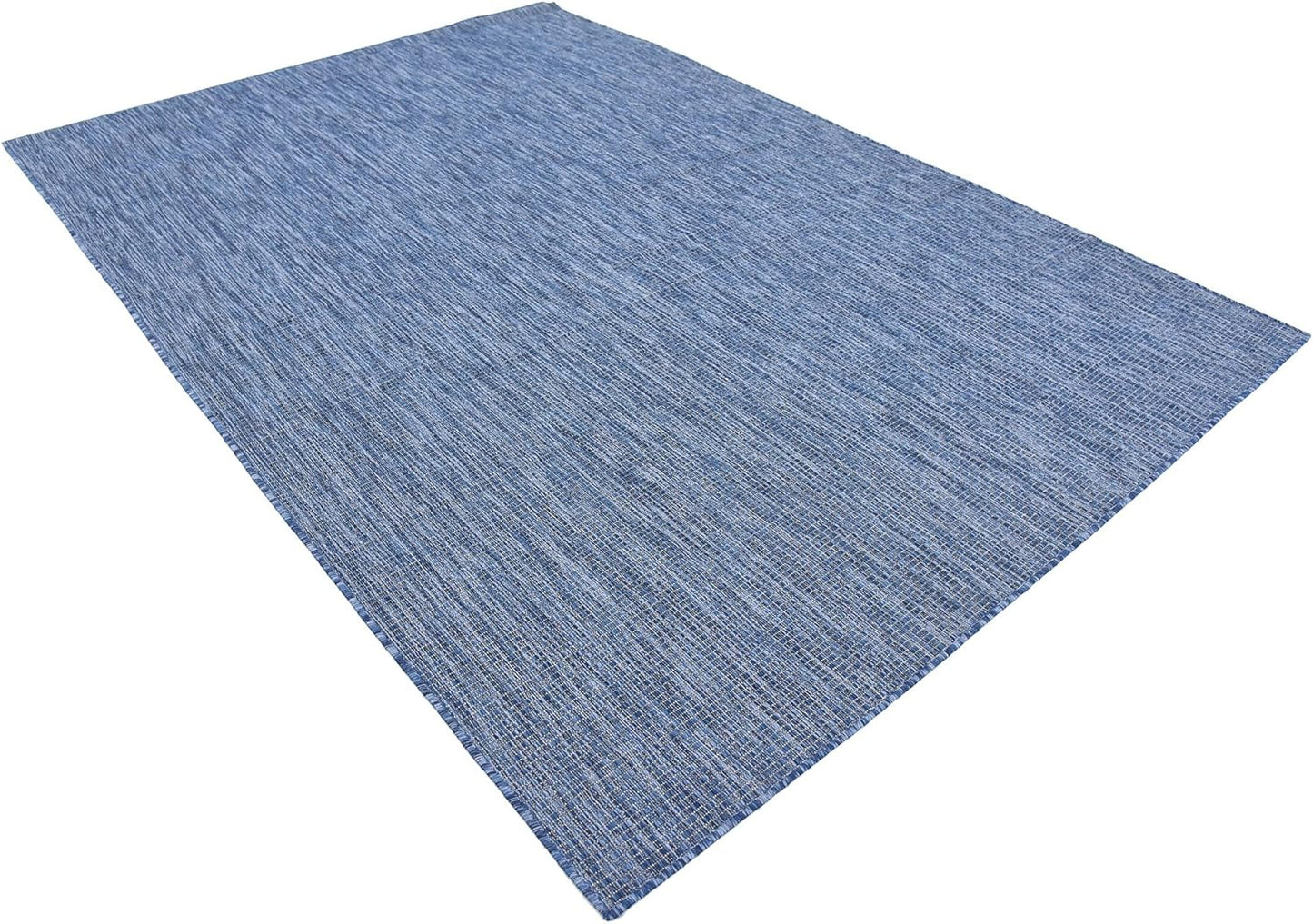 Unique Loom Collection Casual Transitional Solid Heathered Indoor/Outdoor Flatweave Area Rug (6' 1" x 9' Rectangle, Blue/Navy Blue)