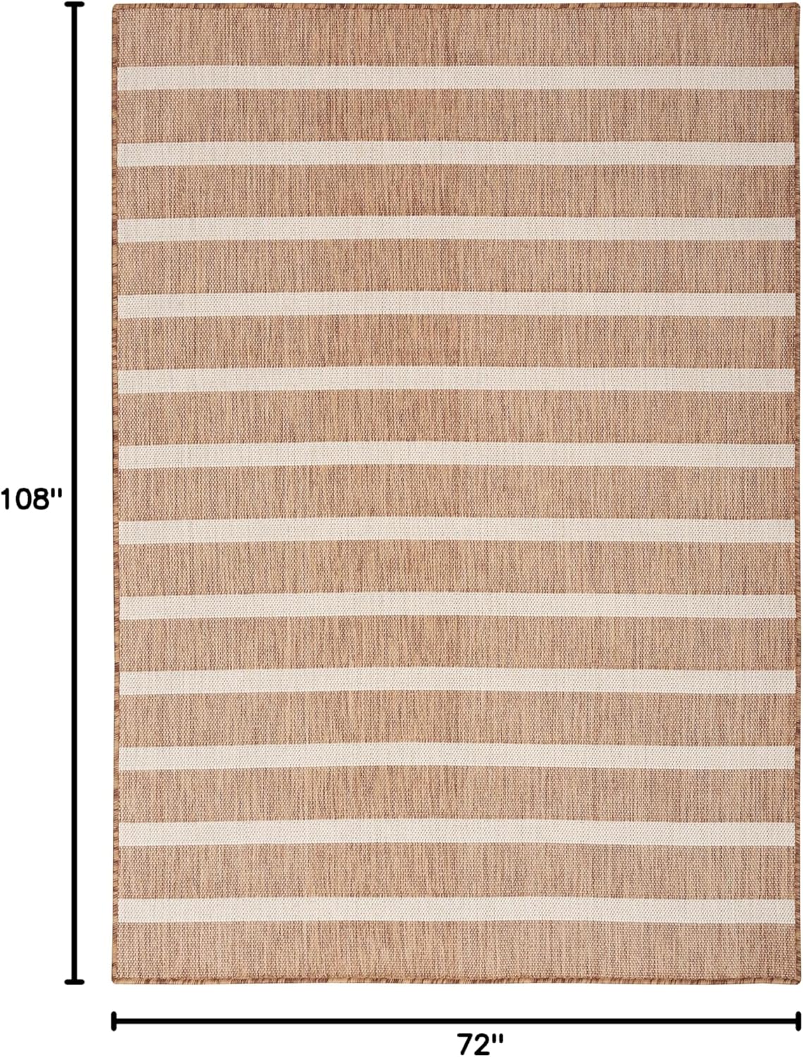 Nourison Home Positano Indoor/Outdoor Jute Ivory 6' x 9' Area Rug, Easy Cleaning, Non Shedding, Bed Room, Living Room, Dining Room, Deck, Backyard, Patio (6x9)