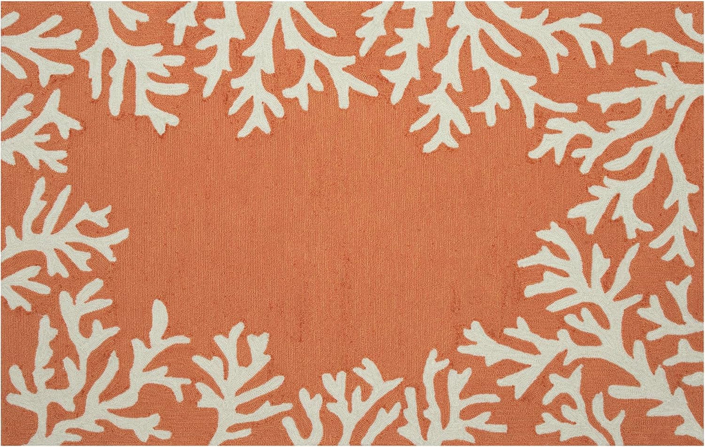 Liora Manne Capri Coastal Indoor/Outdoor Rug, 3'6" x 5'6', Coral Border Orange