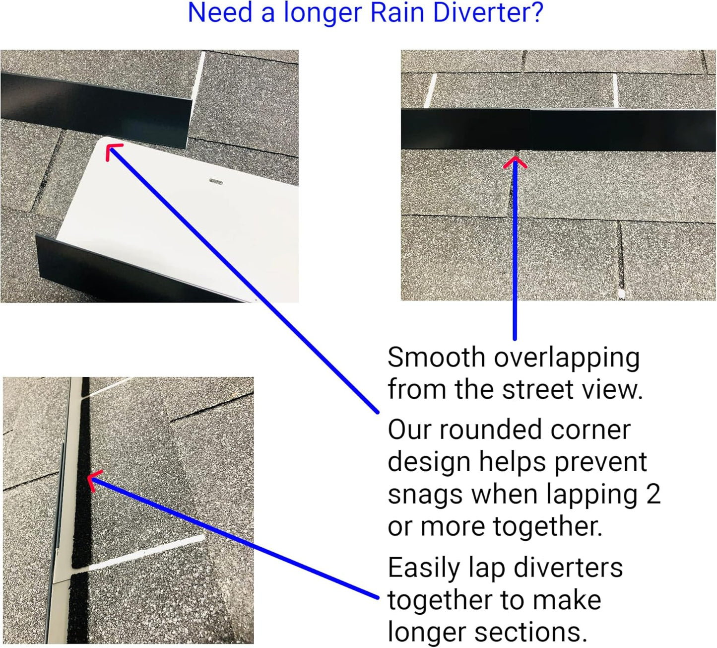 EAGLE 1- Shingle Roof Rain Diverter 40 Inches Long- 26 Gauge Material- Easy to Install- Includes Stainless Steel Nails (2, Black)