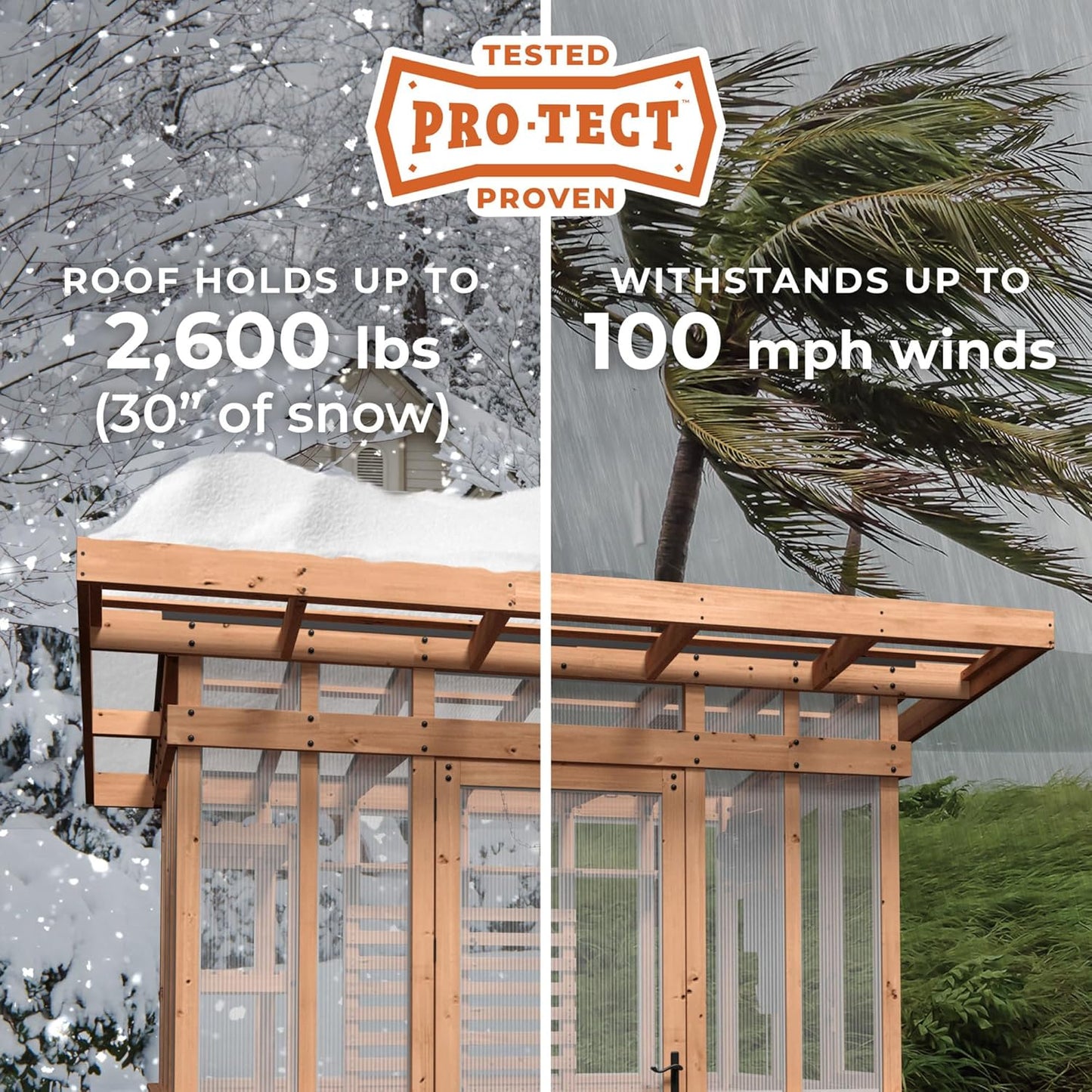 Backyard Discovery Poppy 9' x 6' Cedar Wood and Polycarbonate Walk-in Greenhouse Kit with Exhaust Fan, Windows, Hose Hook-Ups, PowerPort, Staging Shelves, Plant Hooks for Year-Round Outdoor Gardening