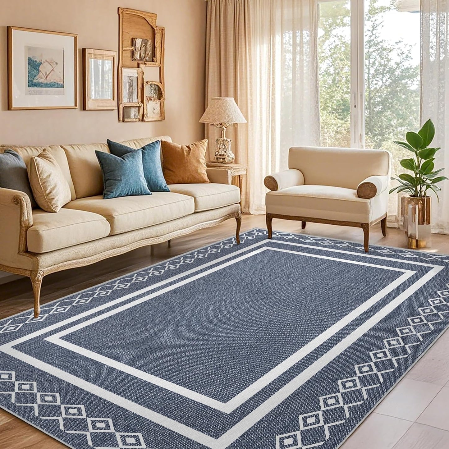 Outdoor Patio Rug, Outside Rectangular Carpet, Moroccan Geometric Rugs, Washable Large Indoor Outdoor Rug 6x9 Mats for RV, Picnic, Backyard, Deck, Balcony, Porch, Beach