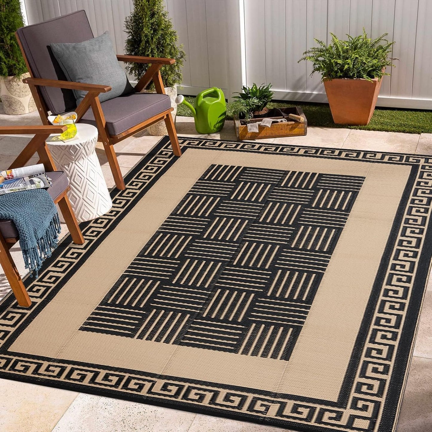 Outdoor Rug 5x8 ft Waterproof, Reversible Outdoor Plastic Straw Rug for Patios Clearance, Outdoor Area Rug Carpet RV Mat for Camping Backyard Deck Porch