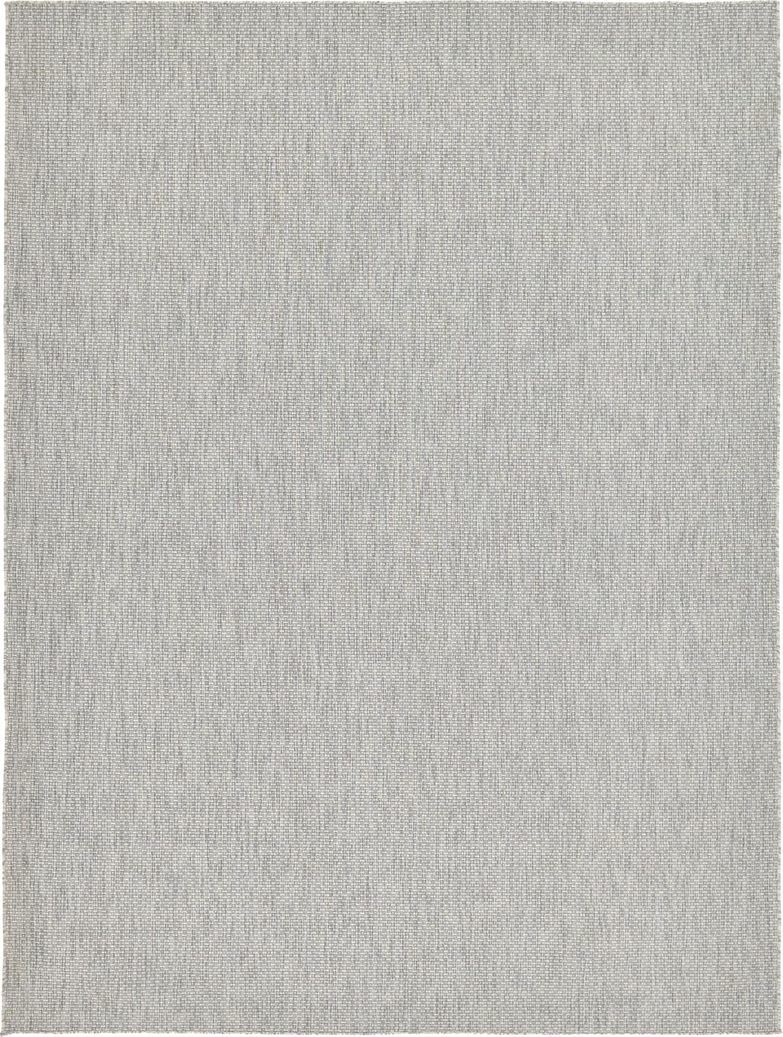 Unique Loom Collection Casual Transitional Solid Heathered Indoor/Outdoor Flatweave Area Rug (9' x 12' Rectangle, Light Gray/Ivory)
