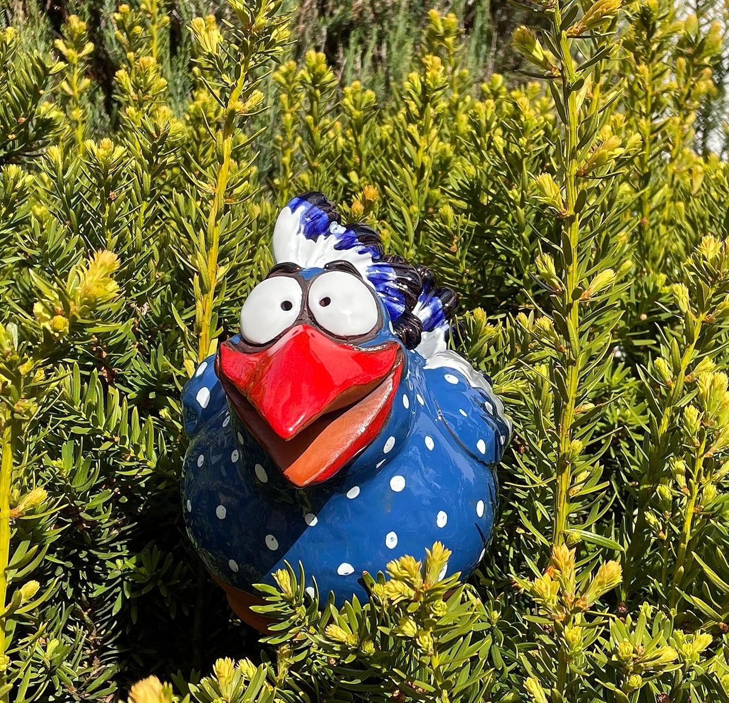 Ceramic Garden Decor - Bird Lawn stake - Outdoor statue - Perfect, unique gifts for gardeners woman, men, yard gifts - Handmade, Frostproof