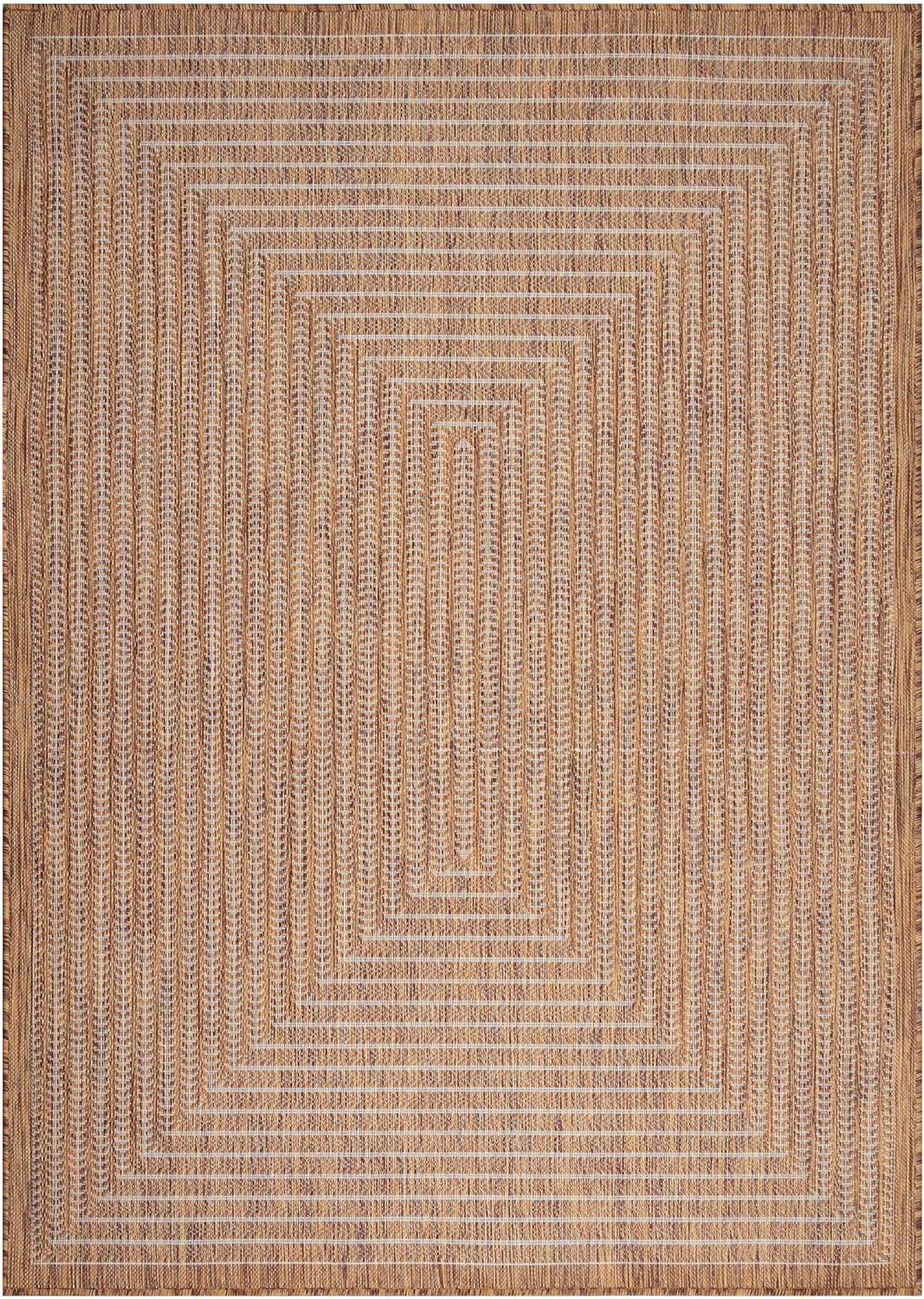 Adiva Rugs Outdoor Indoor Area Rug, Weather Resistant, Easy to Clean, Stain Resistant Floor Mat for Dining Room, Backyard, Deck, Patio (Wooden, 8' x 10')