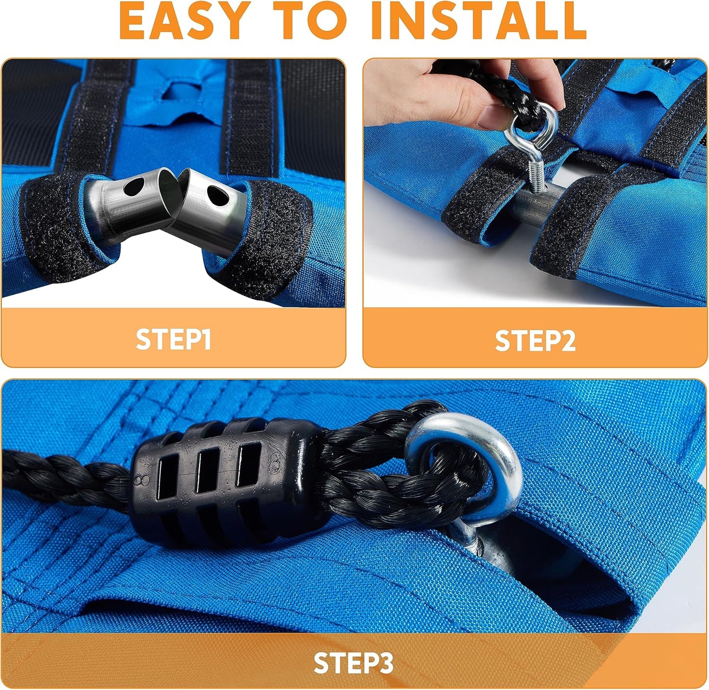 TURFEE 40" Saucer Tree Swing Set - 900Lb Weight Capacity, 900D Oxford Waterproof, with Hanging Straps Swings for Kids Playground Outdoor Activity Backyard Daily Exercise Fun(Blue)