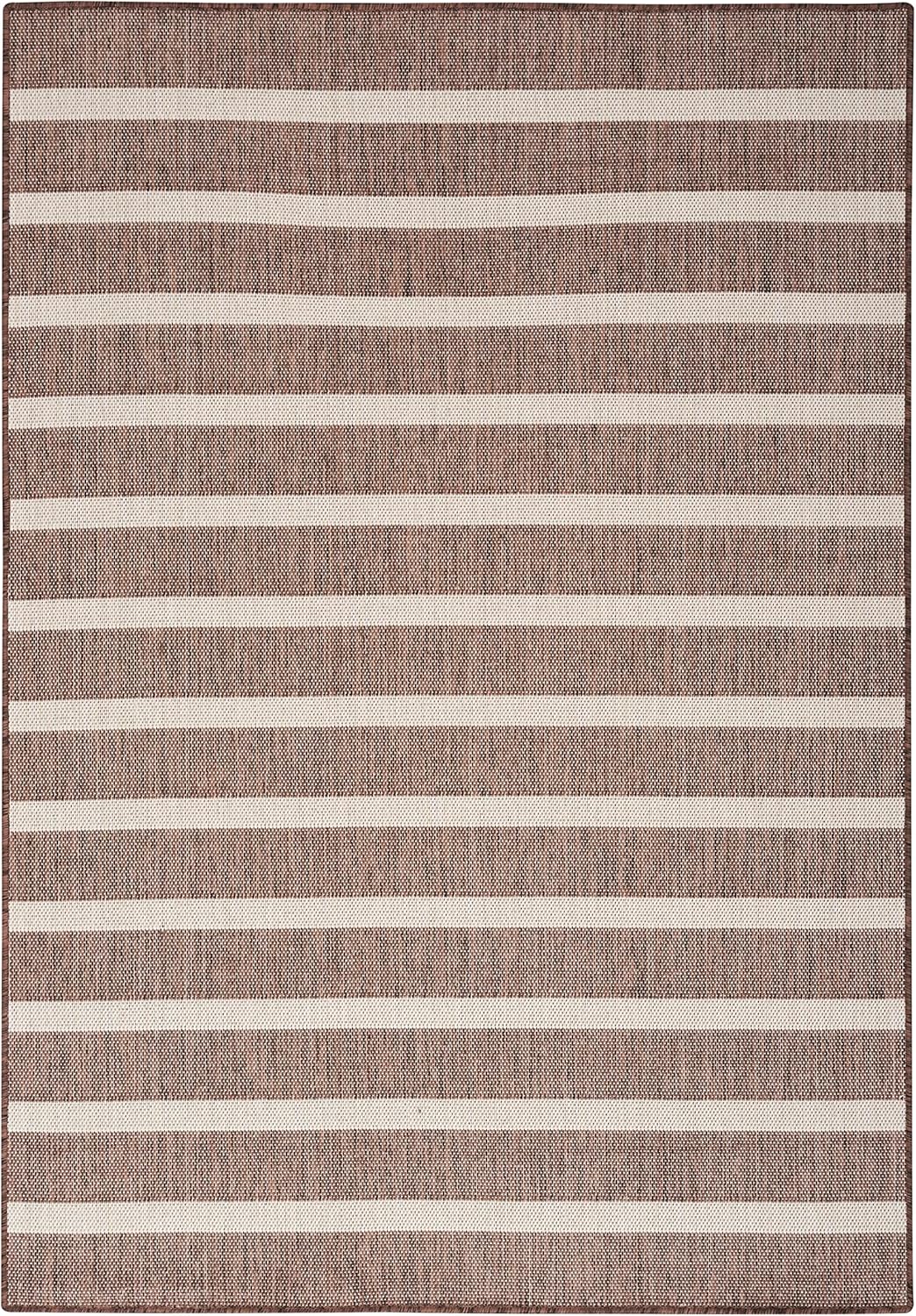 Nourison Home Positano Indoor/Outdoor Natural Ivory 6' x 9' Area Rug, Easy Cleaning, Non Shedding, Bed Room, Living Room, Dining Room, Deck, Backyard, Patio (6x9)