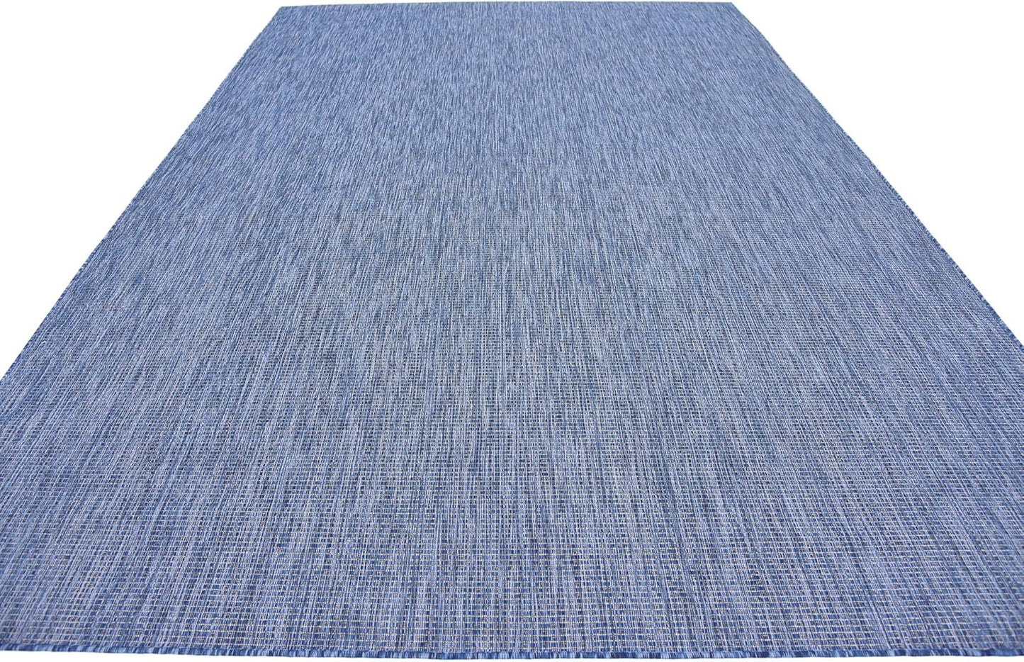Unique Loom Collection Casual Transitional Solid Heathered Indoor/Outdoor Flatweave Area Rug (8' x 11' 4" Rectangle, Blue/Navy Blue)