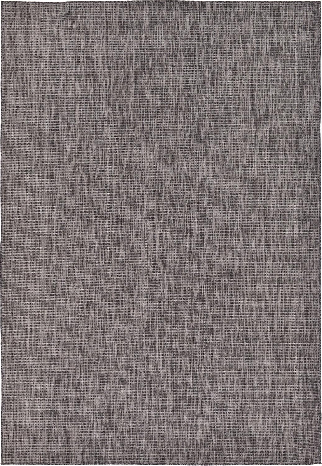 Unique Loom Collection Casual Transitional Solid Heathered Indoor/Outdoor Flatweave Area Rug (7' 1" x 10' Rectangle, Black/Ivory)