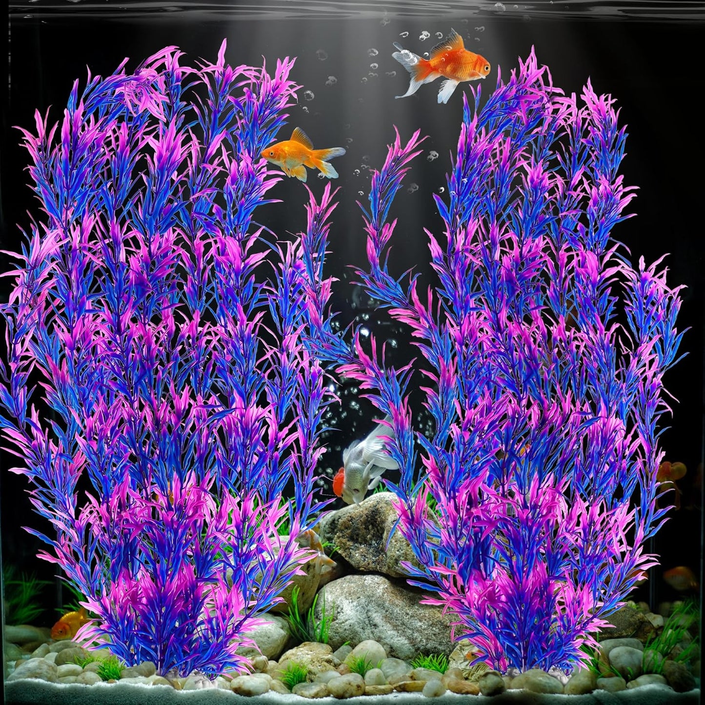 MyLifeUNIT Aquarium Plants, 21 Inches Tall Plastic Fish Tank Plants for Fish Tank Decorations and Aquarium Decor (Purple)