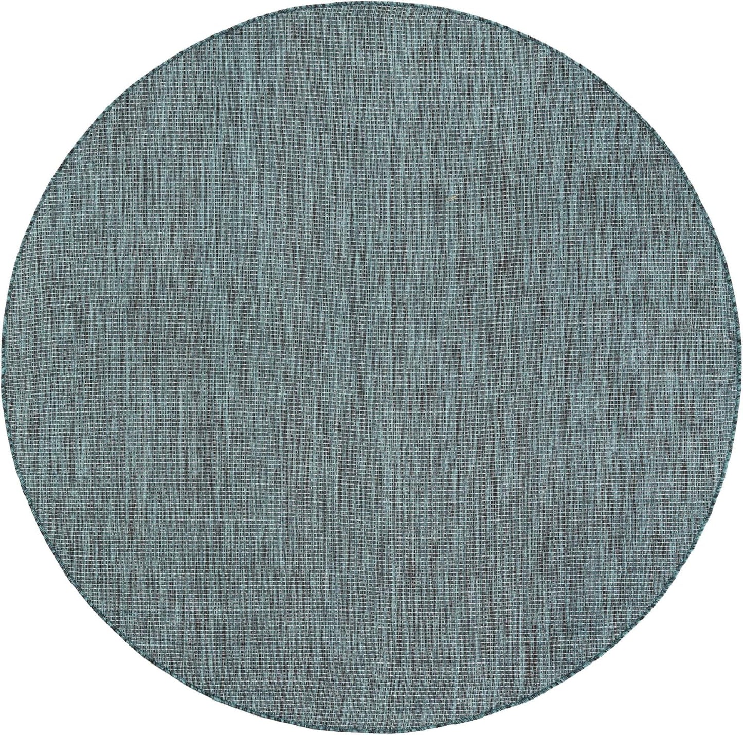 Unique Loom Outdoor Solid Collection Area Rug (6' 1" Round Teal/Navy Blue)