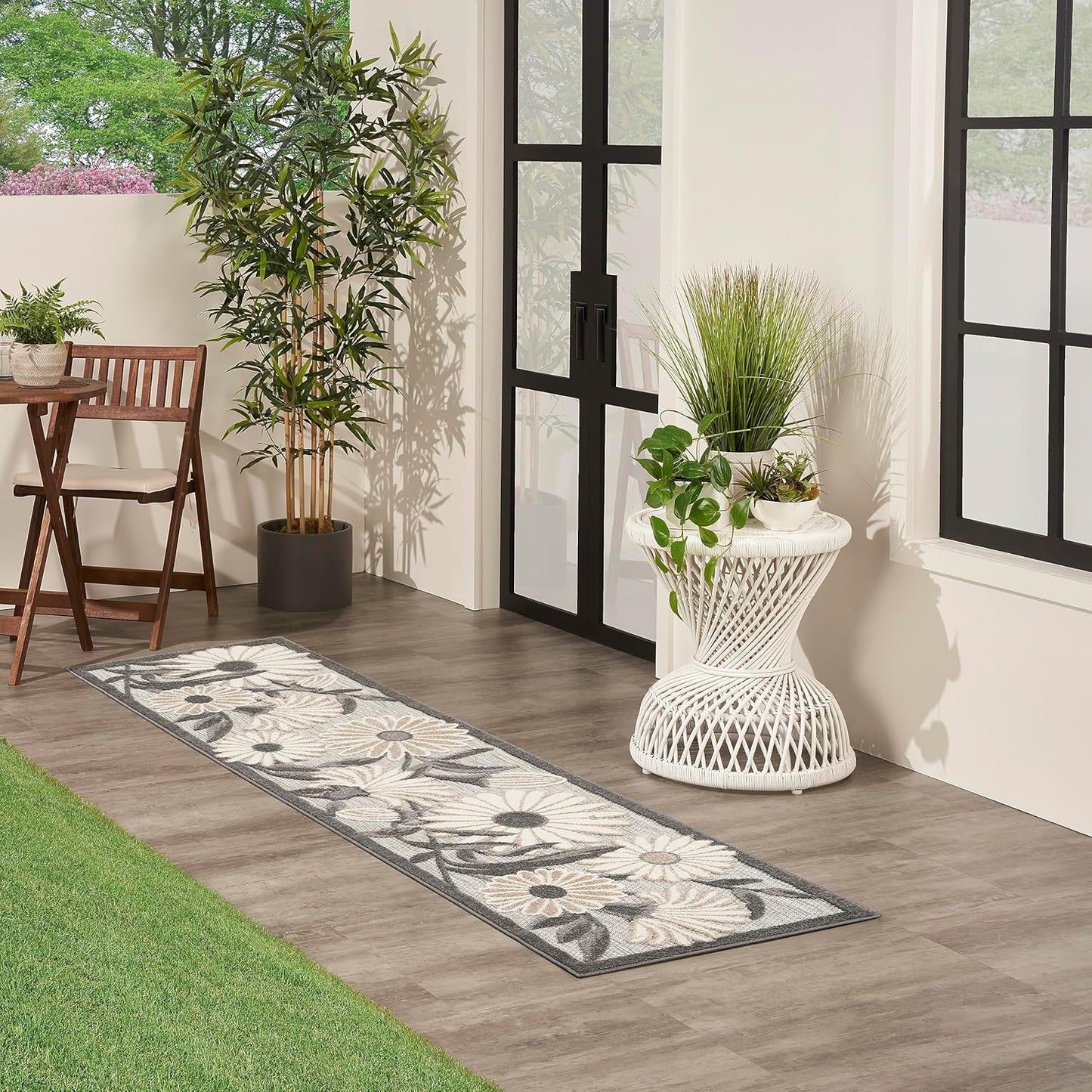 Nourison Home Aloha Outdoor Beige 2'3" x 8' Area Rug, Easy Cleaning, Non Shedding, Bed Room, Living Room, Dining Room, Deck, Backyard, Patio (2x8)
