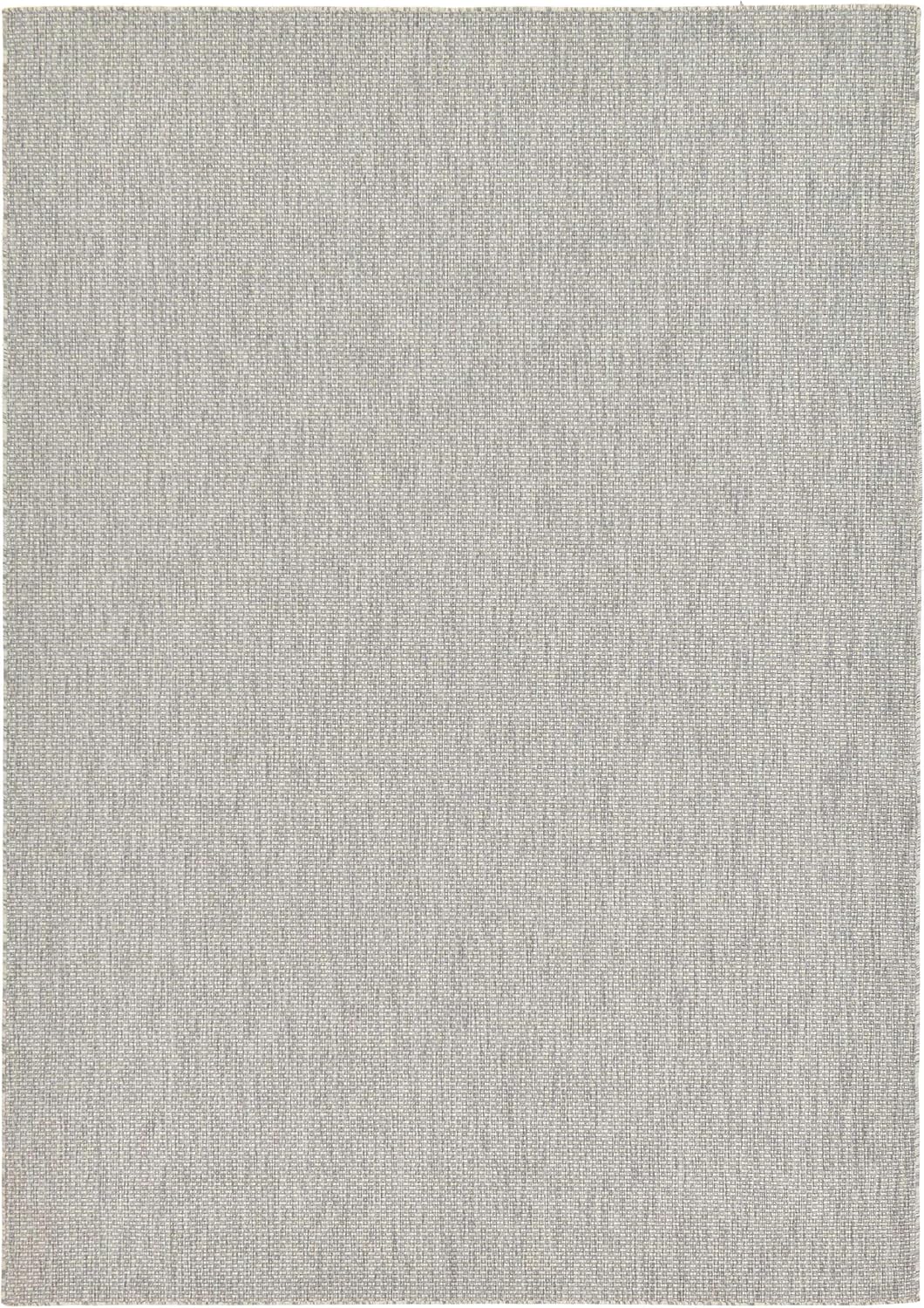Unique Loom Outdoor Solid Collection Area Rug (8' x 11' 4" Rectangle Light Gray/Ivory)