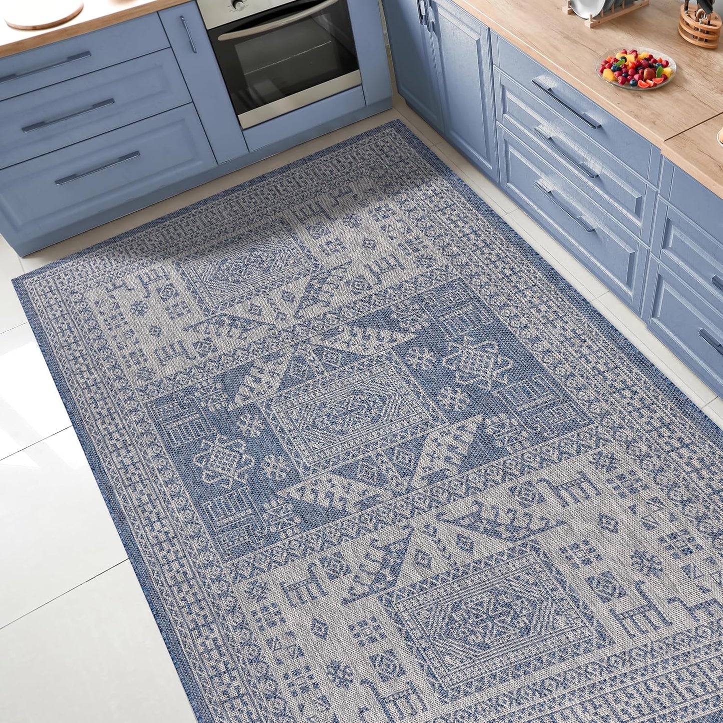 Keen Home Design Terrace Outdoor Area Rug - 4x6 Washable Indoor/Outdoor Rug for Patio, Kitchen, Balcony, Beach, Garden, Deck and Porch, Size: 3'10"x5'7"