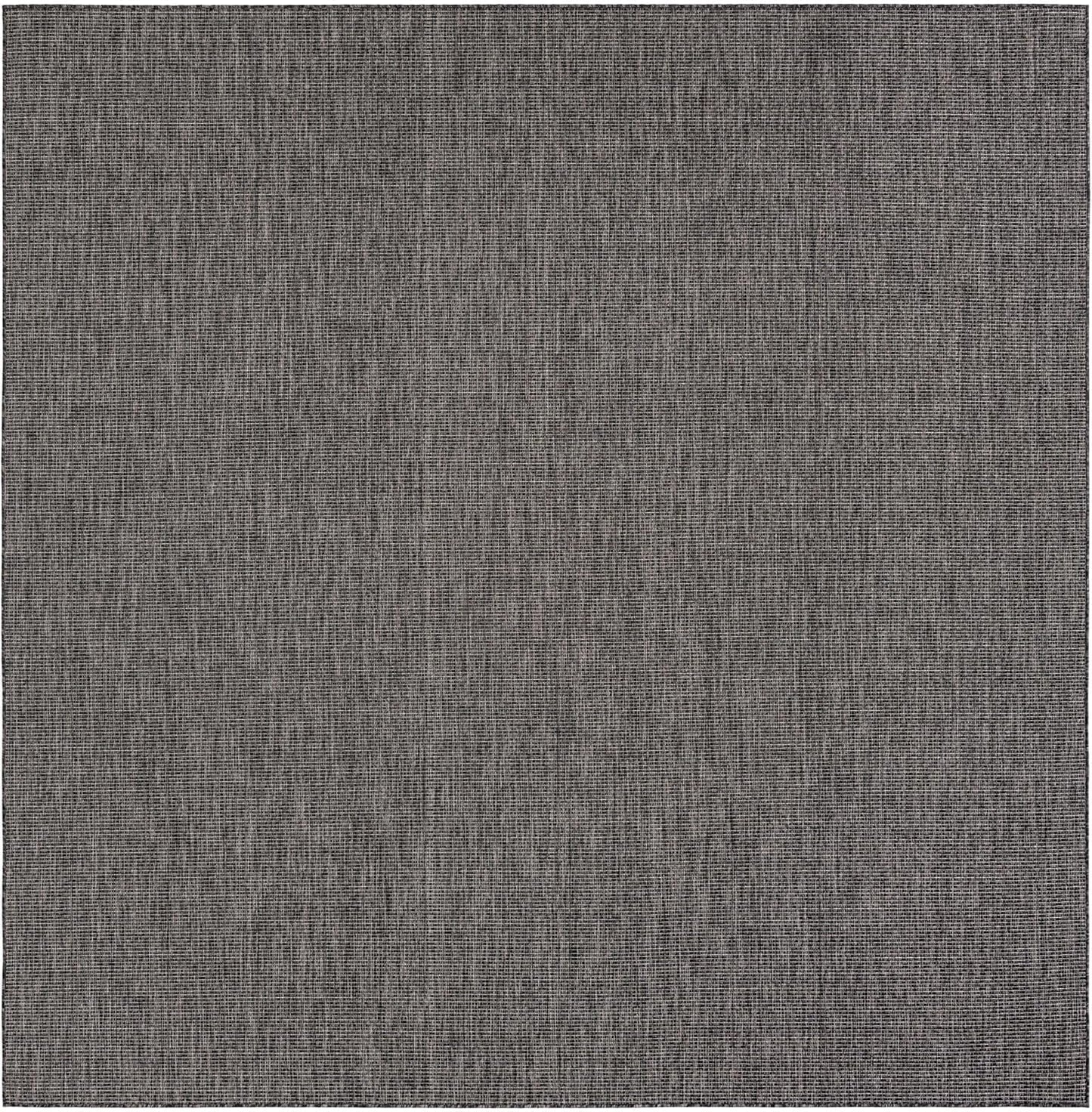 Unique Loom Outdoor Solid Collection Area Rug (10' Square Black/Ivory)