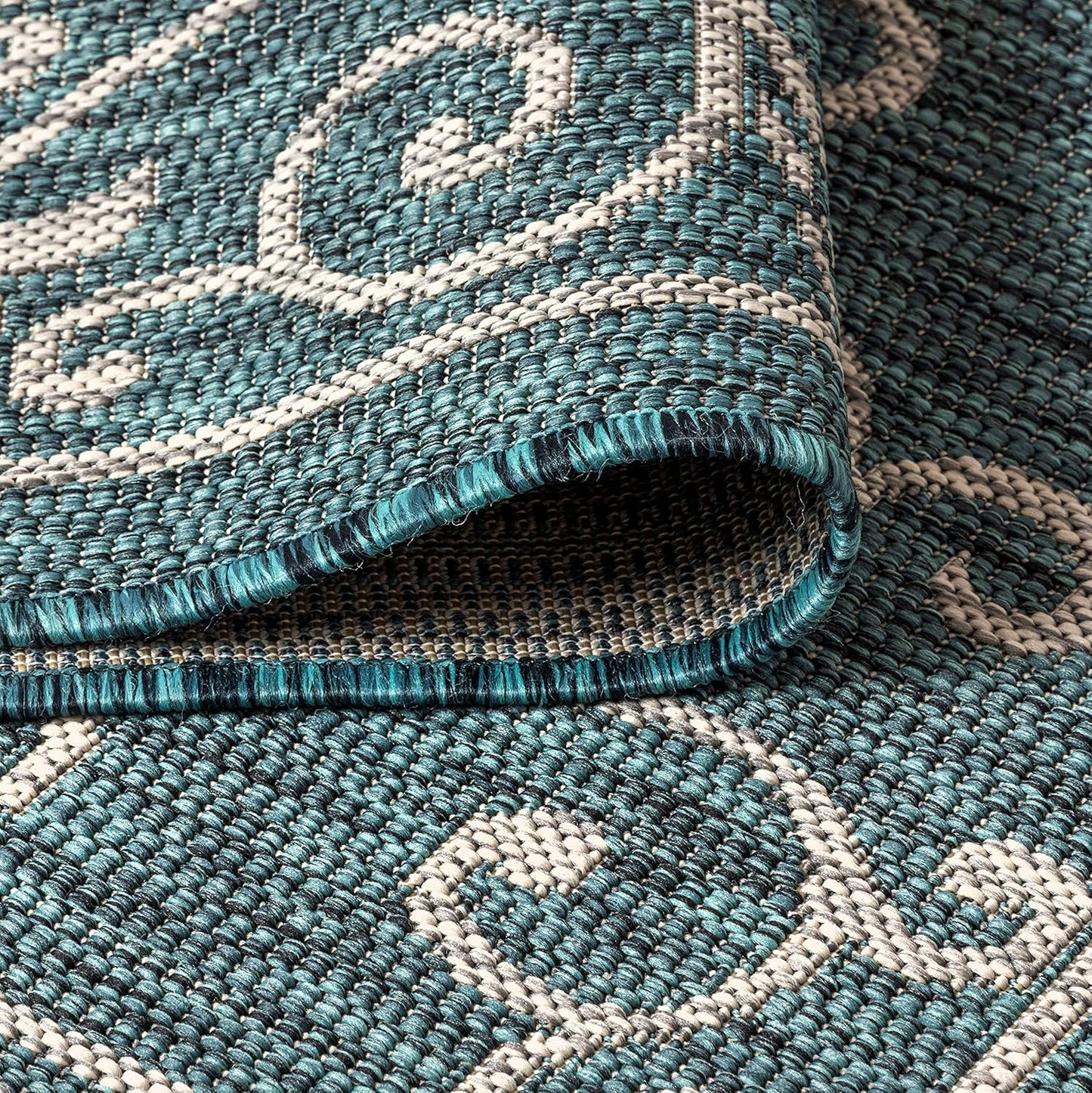 JONATHAN Y SMB106F-5TGN Charleston Vintage Filigree Textured Weave Teal/Gray 5' Octagon Indoor/Outdoor Area Rug, Non-Shedding, Stain Resistant,Fade Resistant, Easy-Cleaning for Backyard Patio, Porch